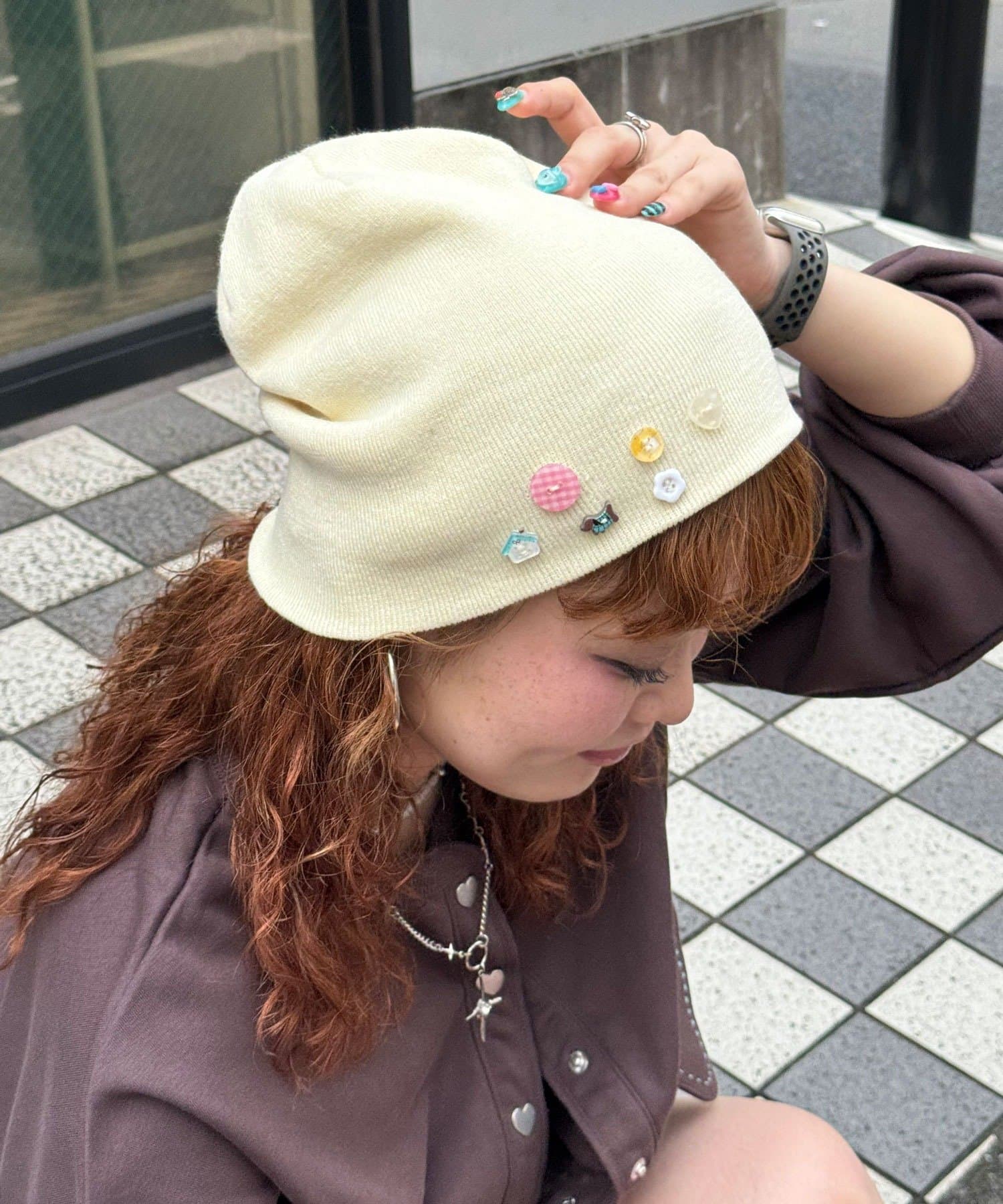 CIAOPANIC(チャオパニック) カラフルボタンデザインビーニー帽
