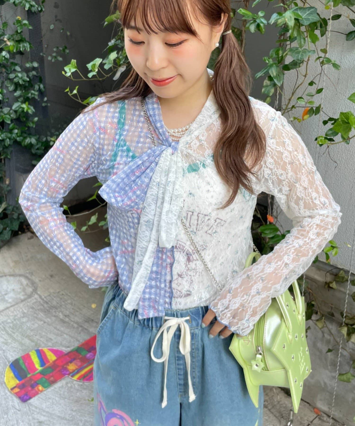 CIAOPANIC TYPY(チャオパニックティピー) 【HELLO.SANFRANCISCO】レース切替ボウタイTEE