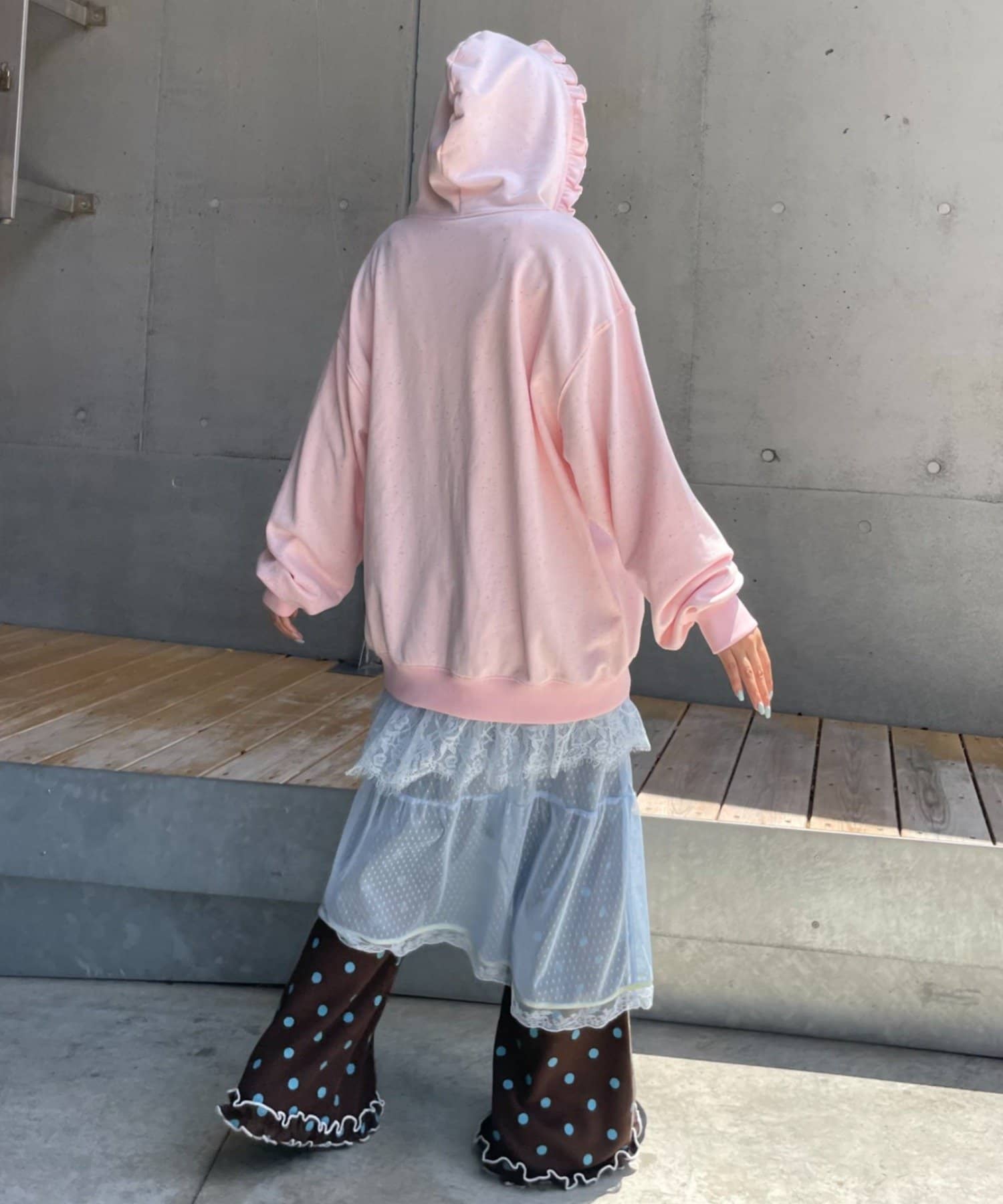 CIAOPANIC TYPY(チャオパニックティピー) 【HELLO.SANFRANCISCO】ボーダーワッペンフリルジップフーディ