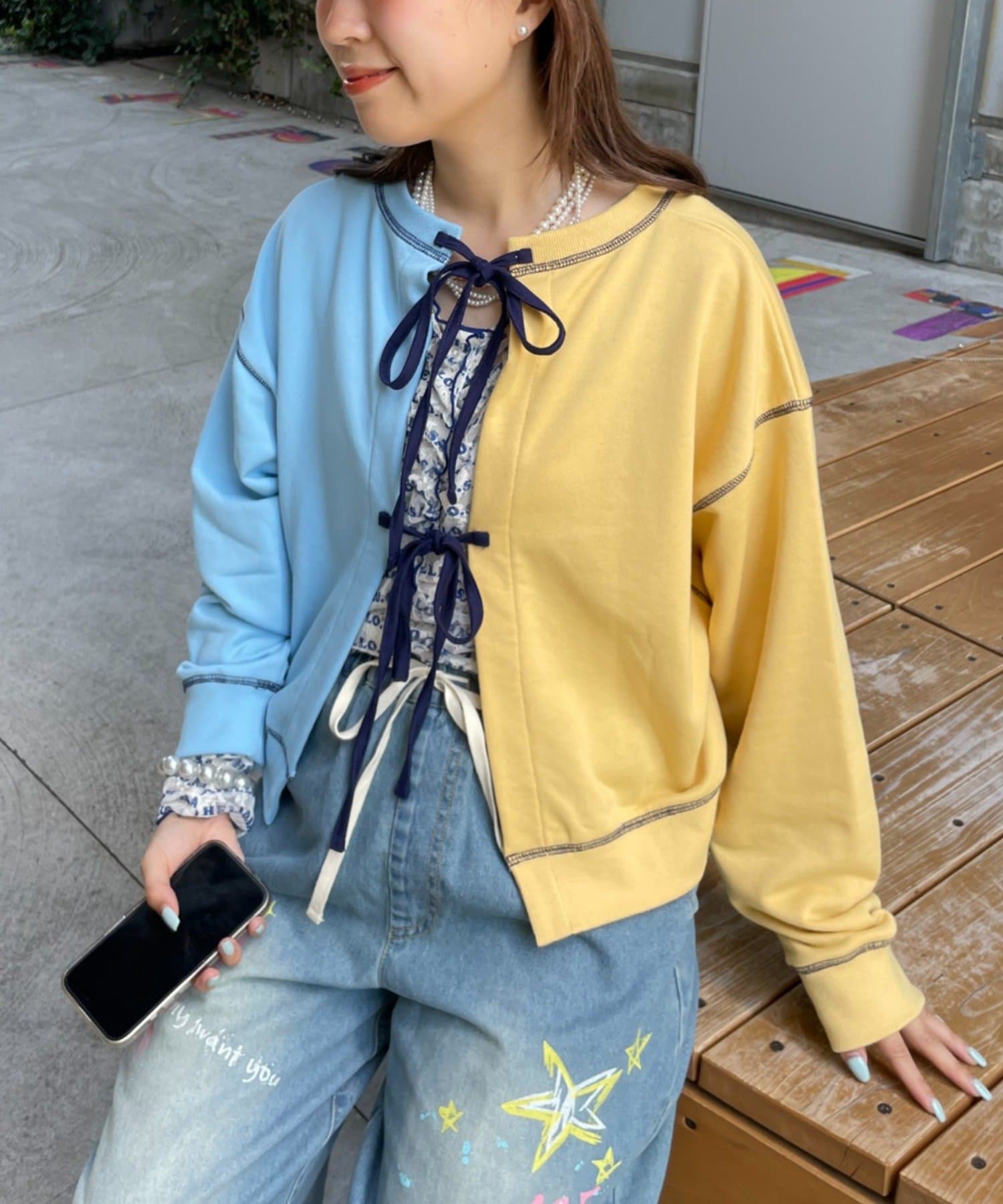 CIAOPANIC TYPY(チャオパニックティピー) 【HELLO.SANFRANCISCO】2WAY配色リボンスウェット