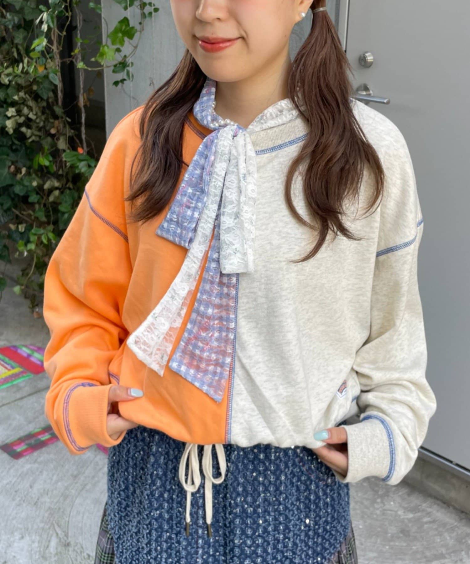CIAOPANIC TYPY(チャオパニックティピー) 【HELLO.SANFRANCISCO】2WAY配色リボンスウェット