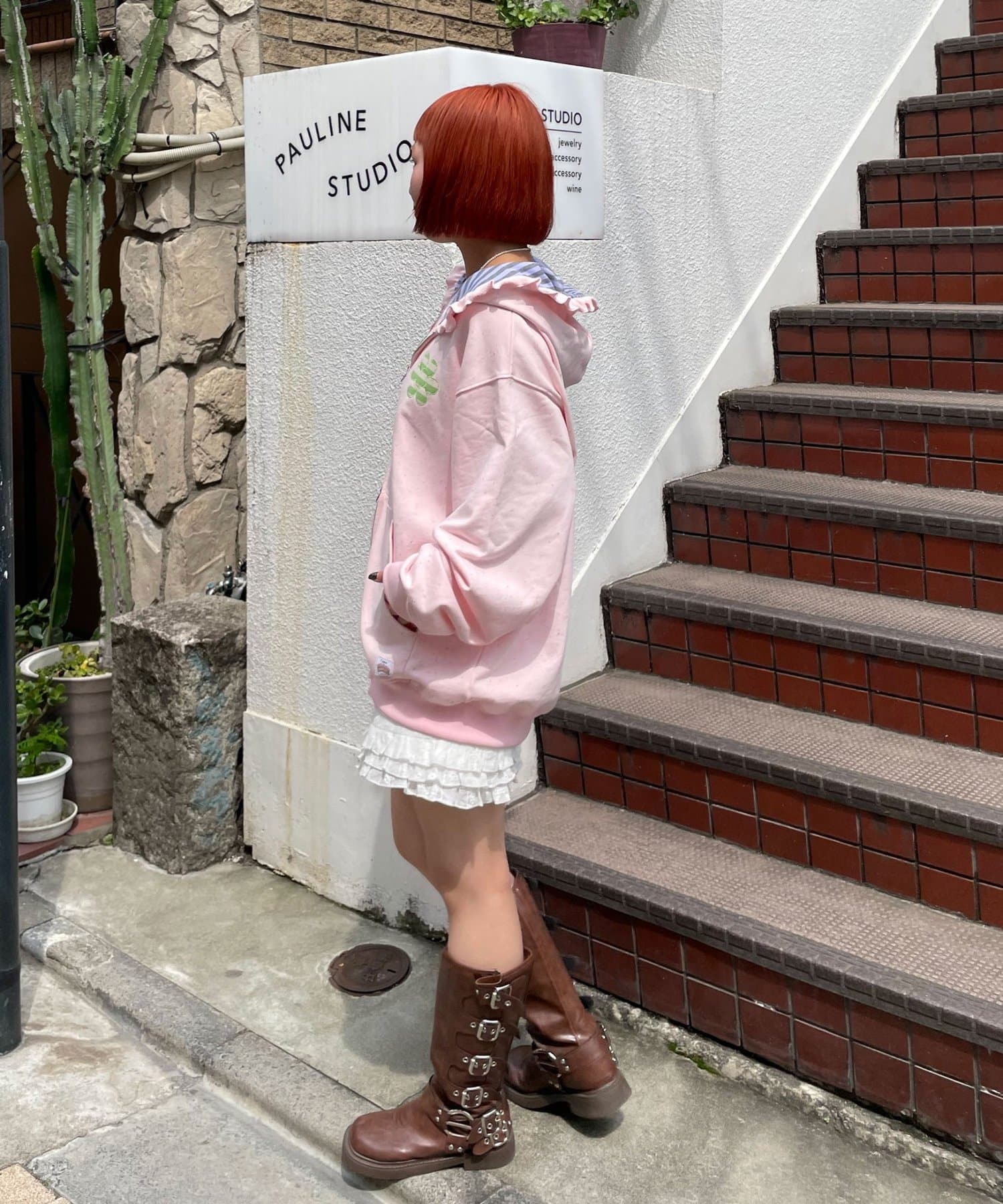 CIAOPANIC(チャオパニック) 【HELLO.SANFRANCISCO/ハローサンフランシスコ】ボーダーワッペンフリルジップネップフーディ