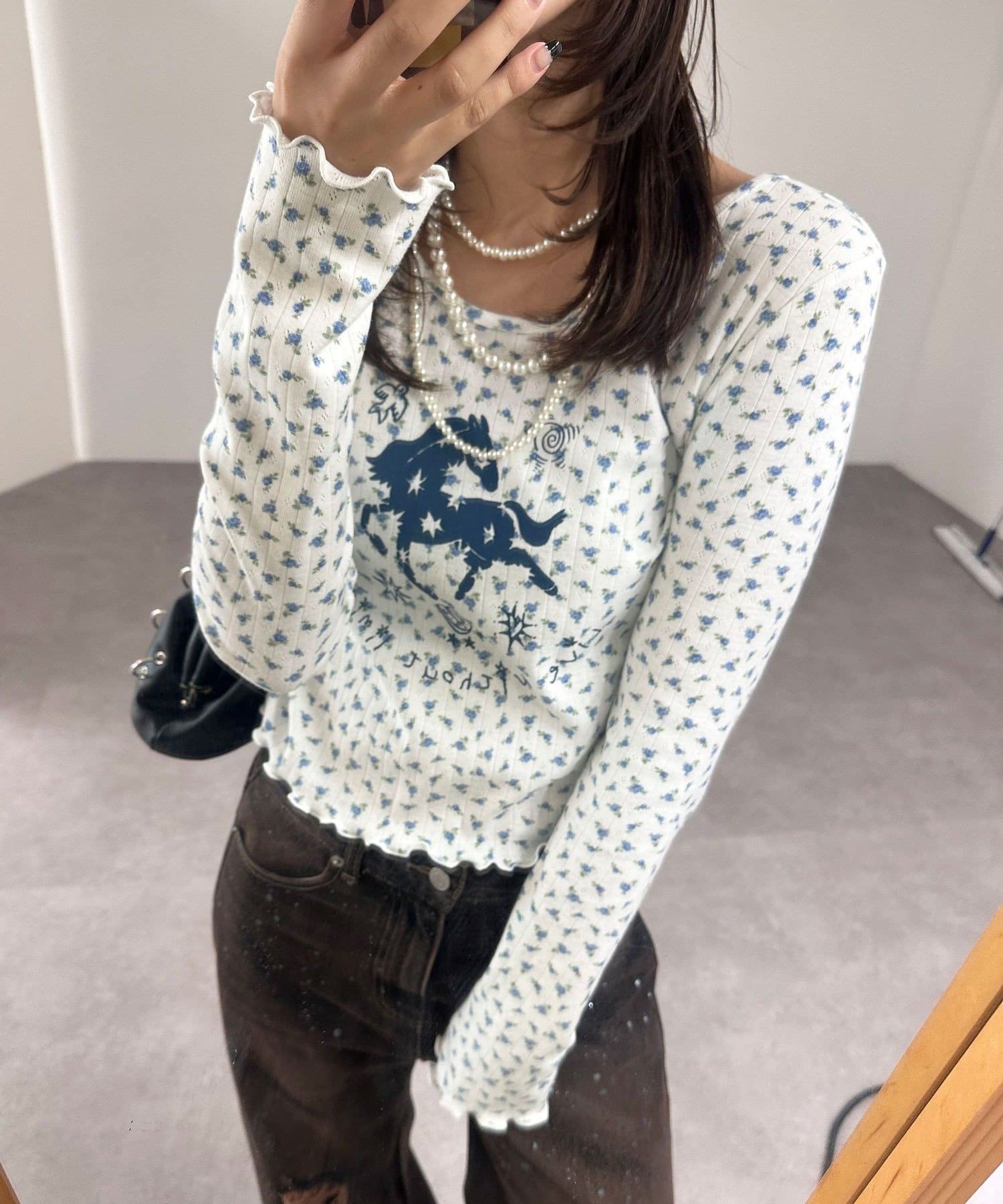 CIAOPANIC(チャオパニック) ホースプリント花柄ロンTee