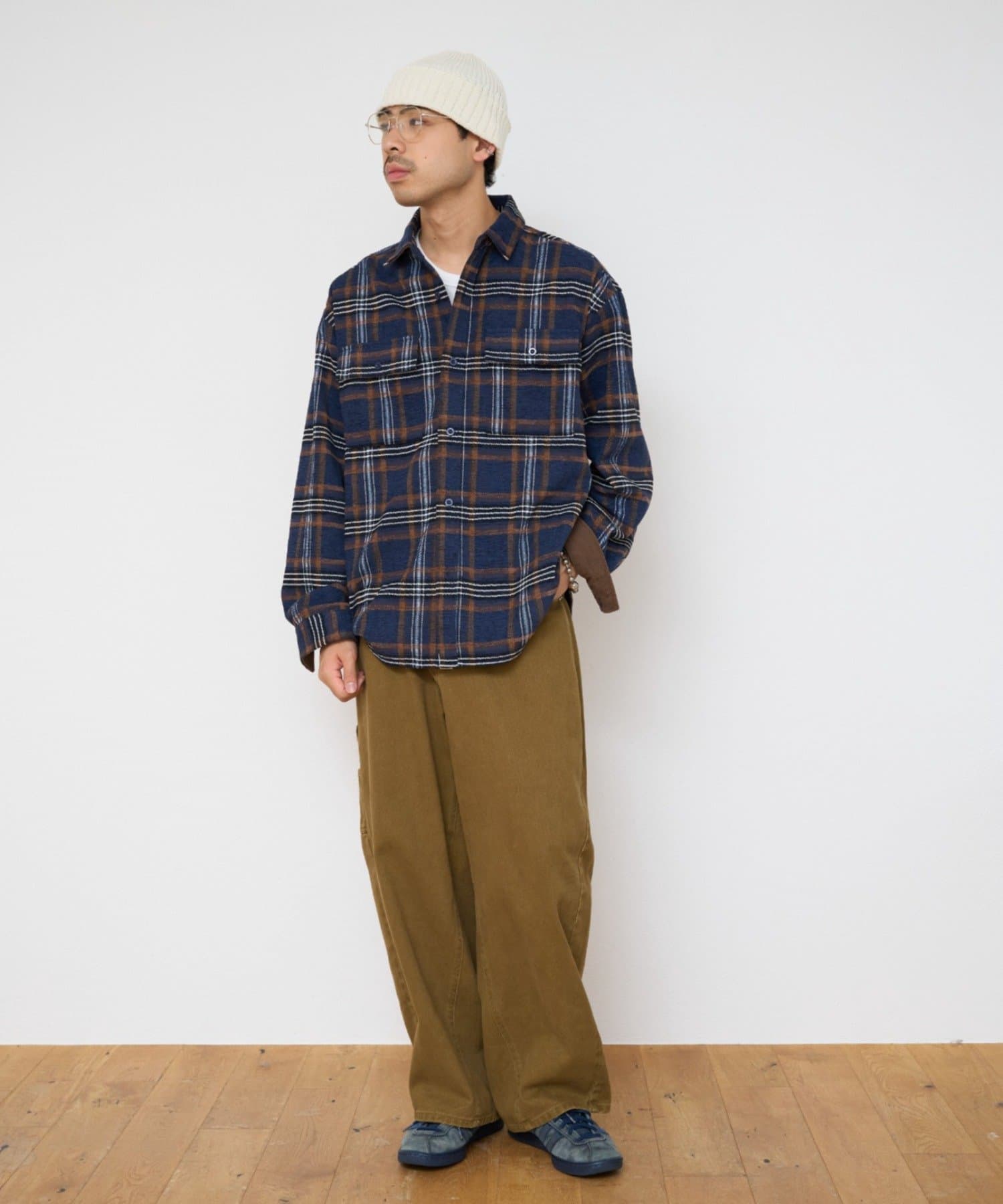 CIAOPANIC TYPY(チャオパニックティピー) 【UNISEX】コーデュロイ袖切り替え/モールチェックシャツジャケット