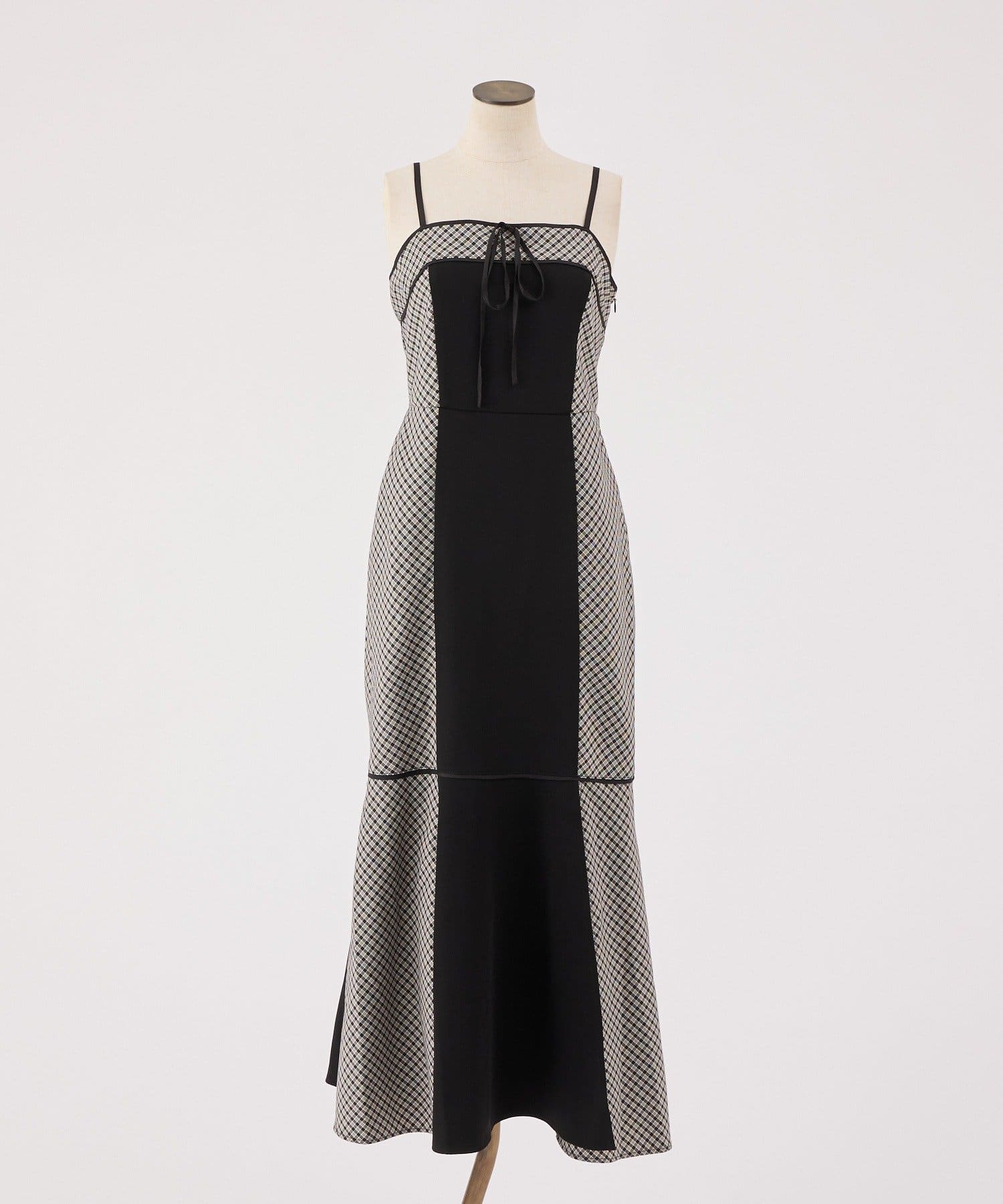 one after another NICE CLAUP(ワンアフターアナザー ナイスクラップ) 【SMサイズ展開】アンサンブル配色チェックロングワンピ