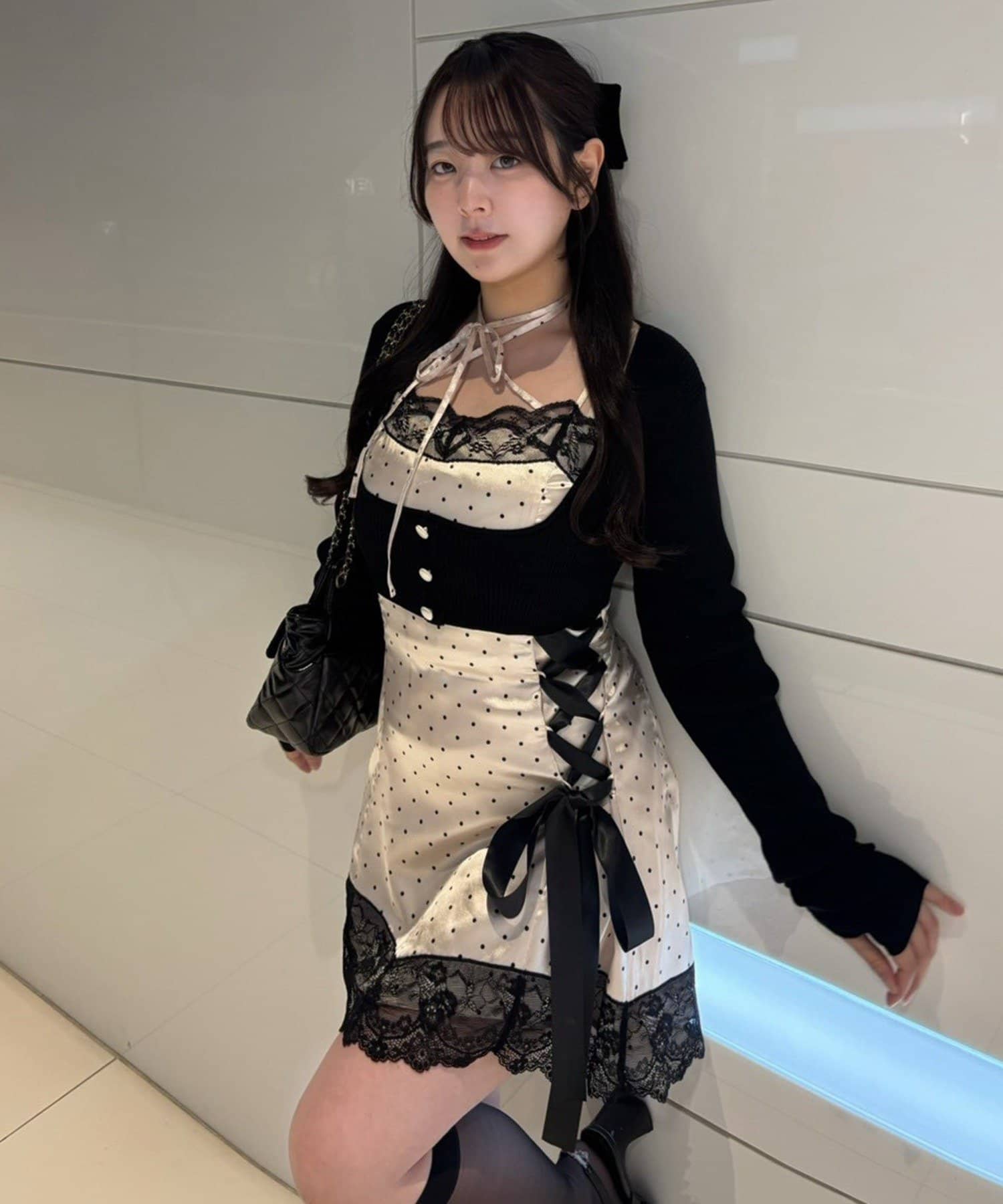 BelleCharme レースアップ キャミ ワンピース ボレロセット omiyu企画】ボレロセットレースアップキャミワンピ | one after