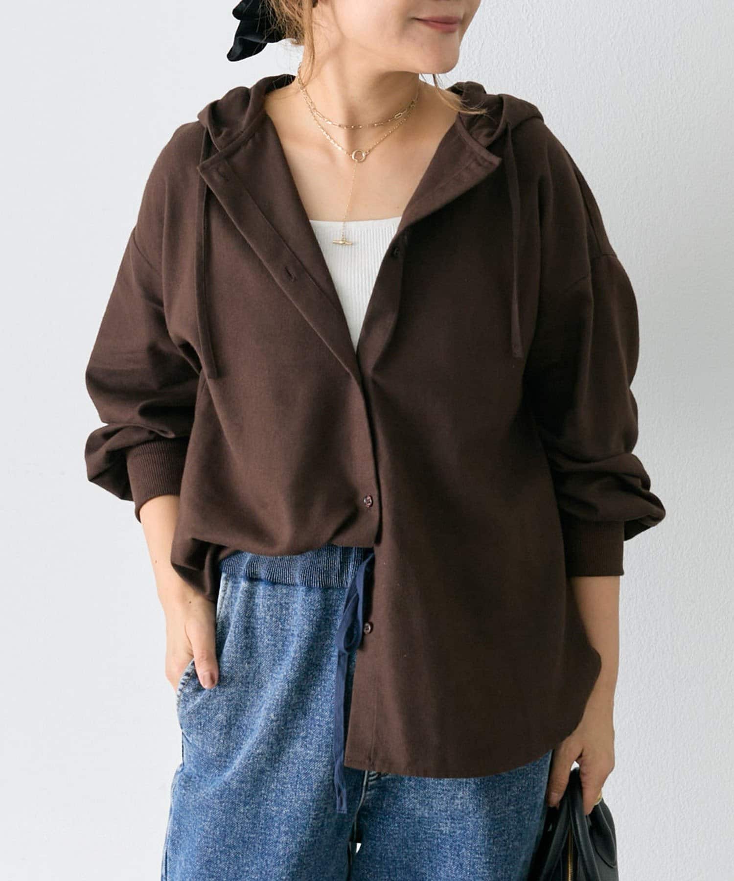 PUAL CE CIN(ピュアルセシン) 袖リブフーディーブラウス