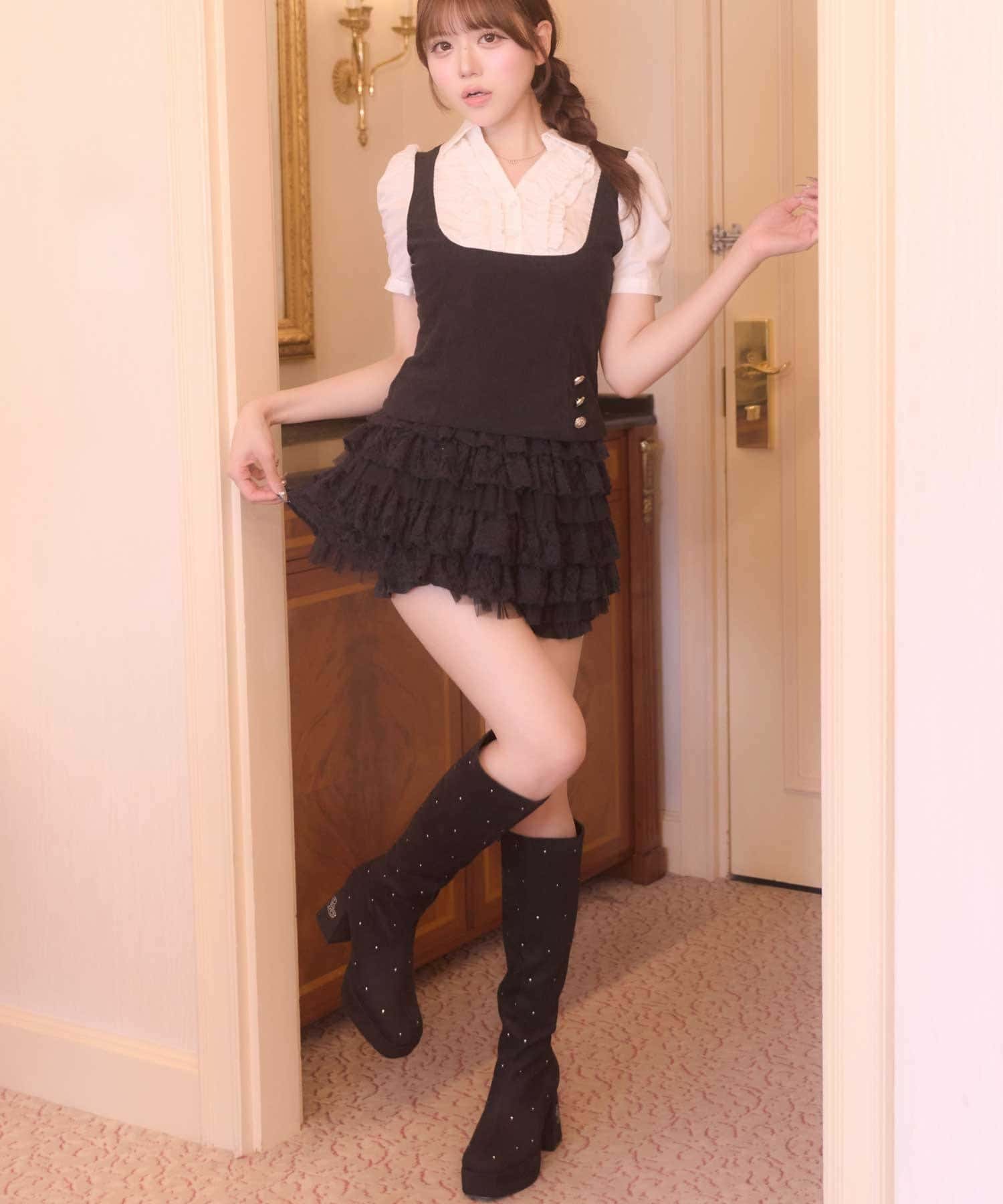 Belle Charme(ベルシャルム) Cordurey Frill Tops