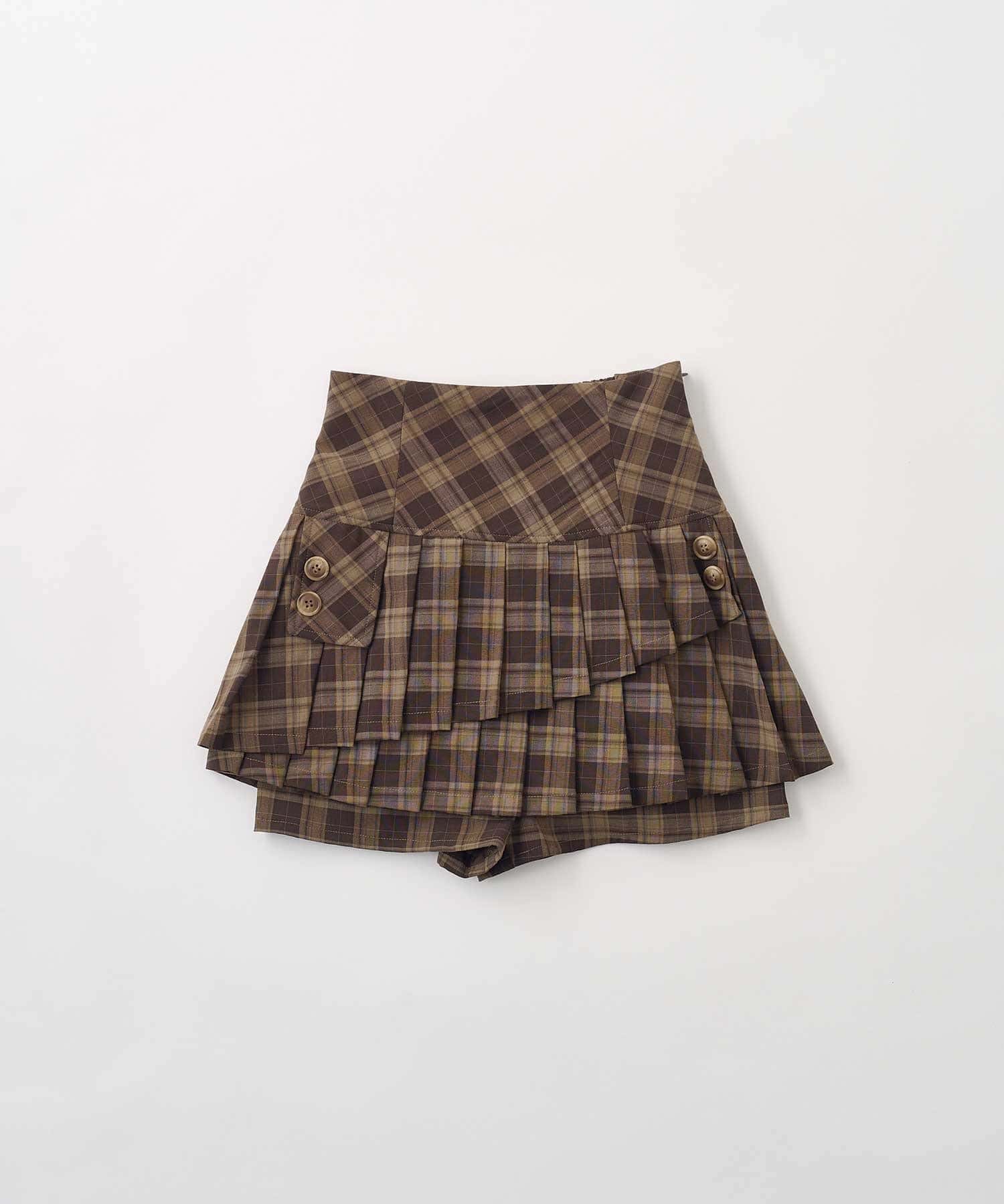 Belle Charme(ベルシャルム) Button Flap Pleats Skirt