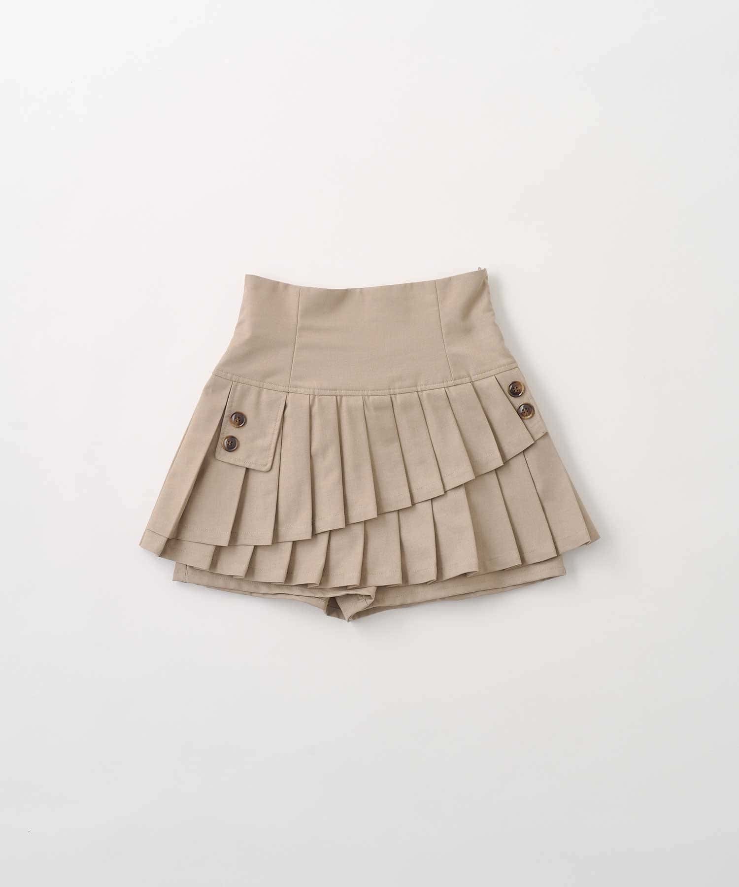 Belle Charme(ベルシャルム) Button Flap Pleats Skirt