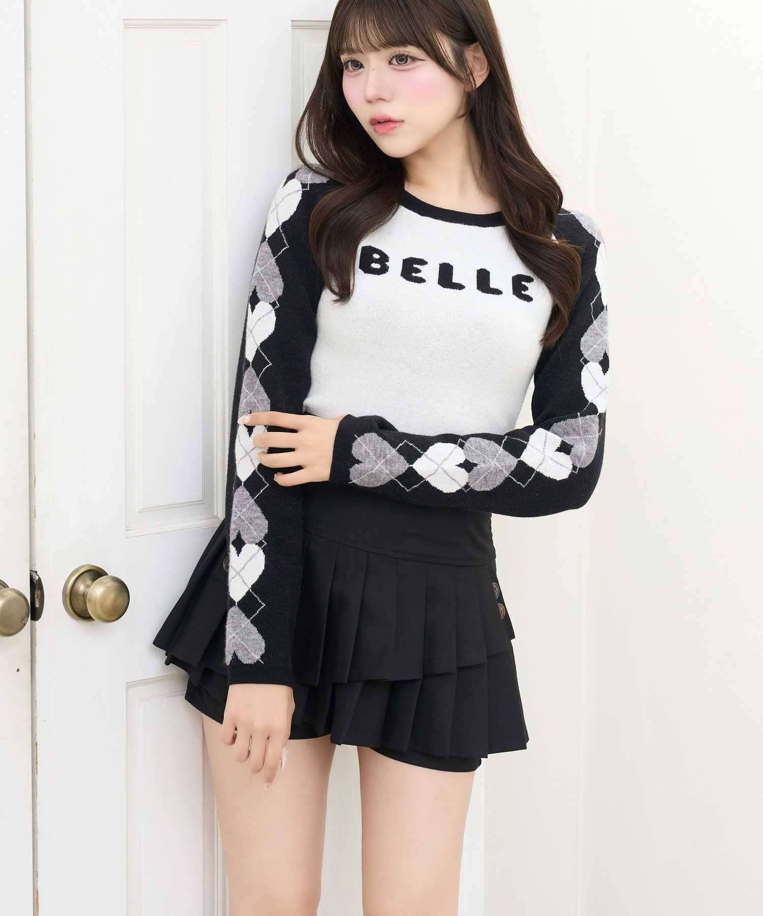 Belle Charme(ベルシャルム) 【Newカラー登場♡】Button Flap Pleats Skirt