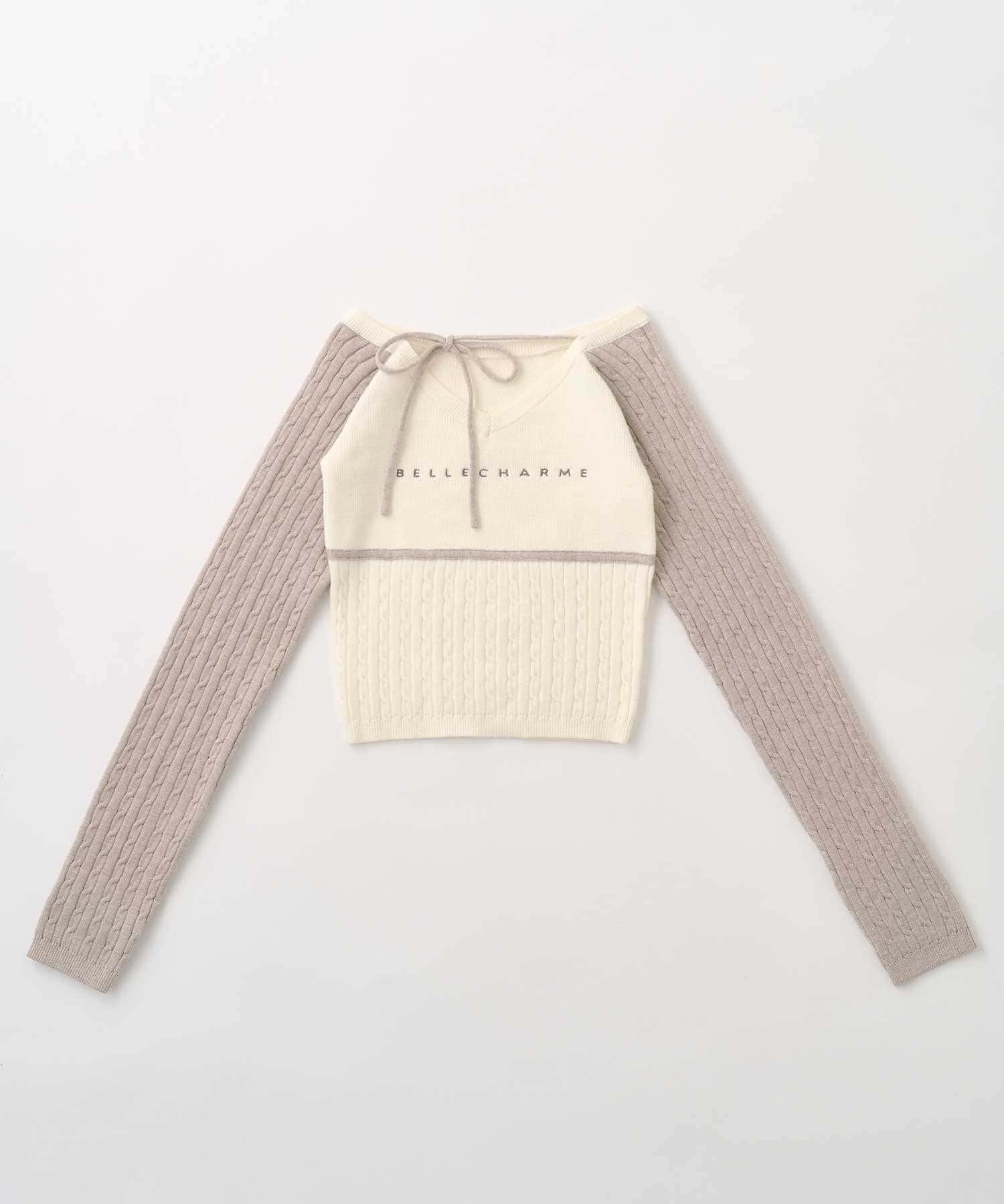 Belle Charme(ベルシャルム) Color Block Raglan Knit