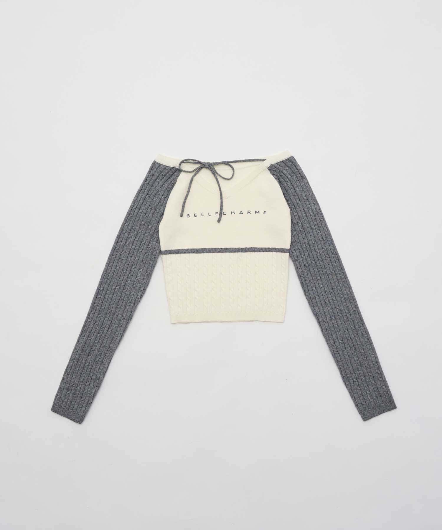 Belle Charme(ベルシャルム) Color Block Raglan Knit