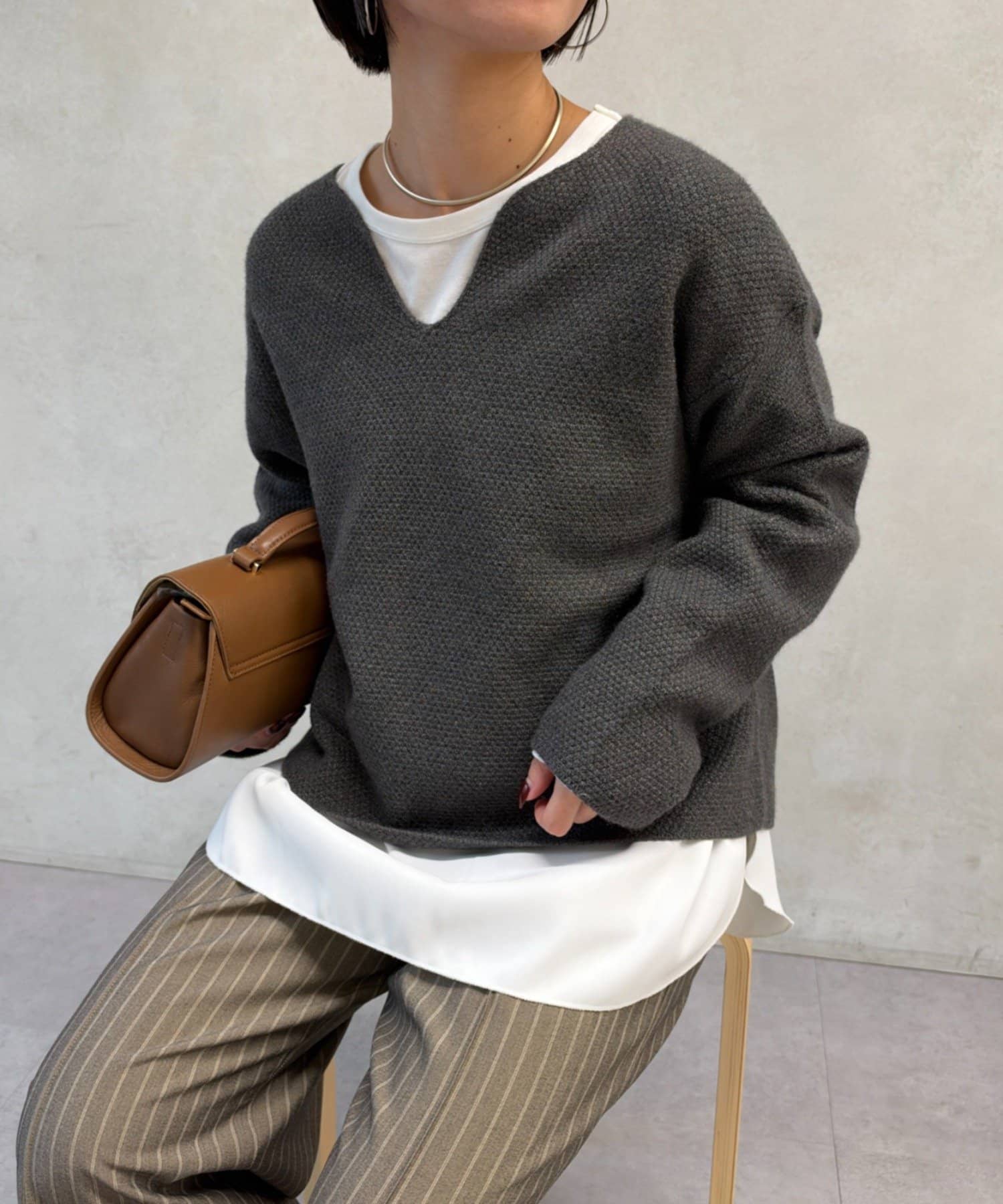 Jena　espace merveilleux(ジェナ　エスパスメルヴェイユ) カノコ編みVニット