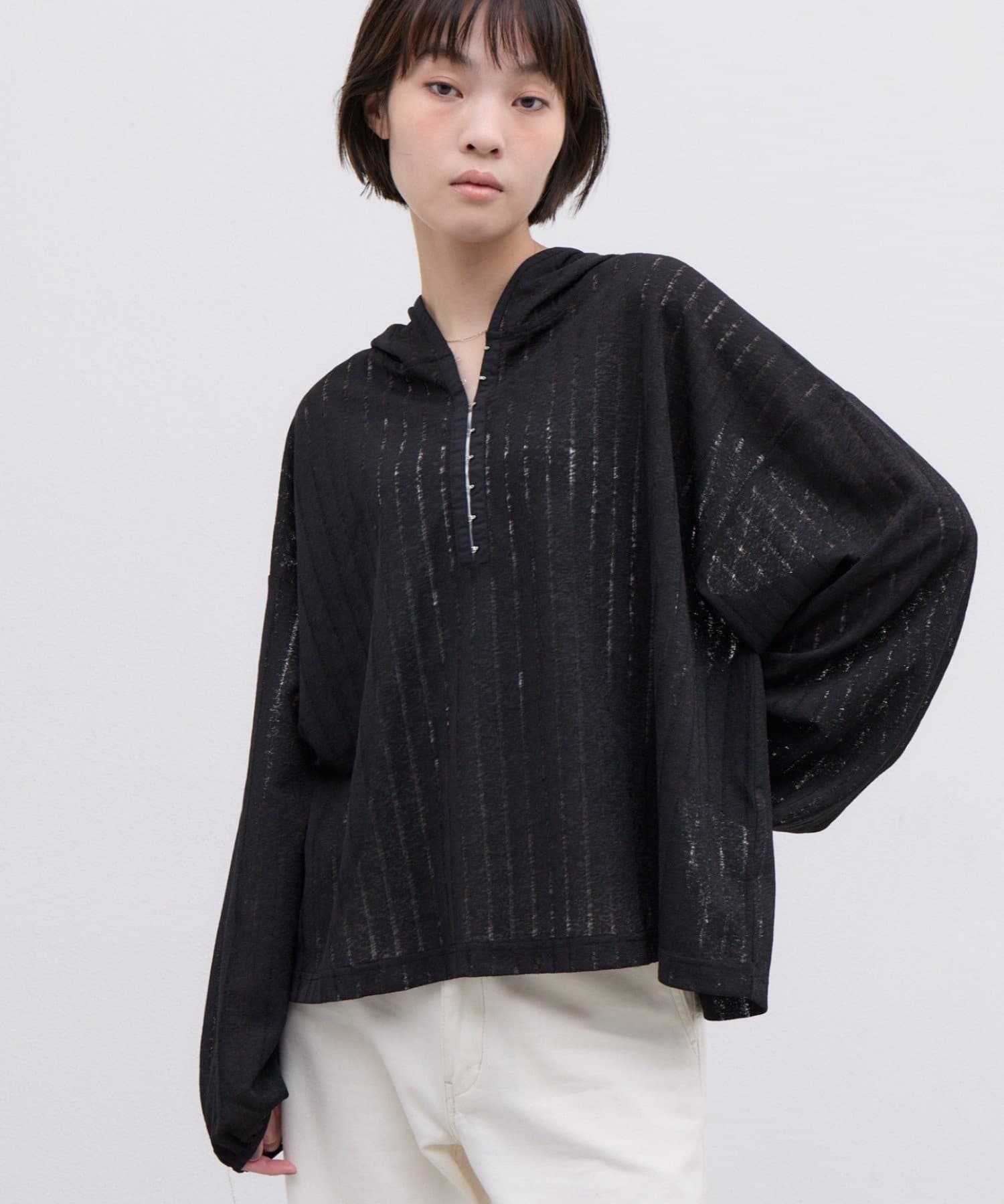 CIAOPANIC TYPY(チャオパニックティピー) ∴【WEB限定】針抜きシアーホックヘンリーフーディートップス