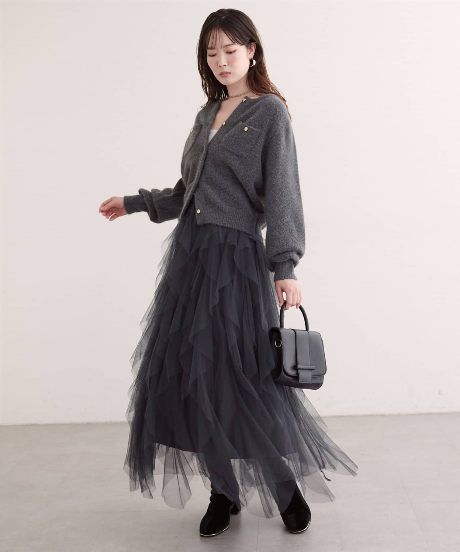 natural couture(ナチュラルクチュール) ラッフルフリルチュールスカート