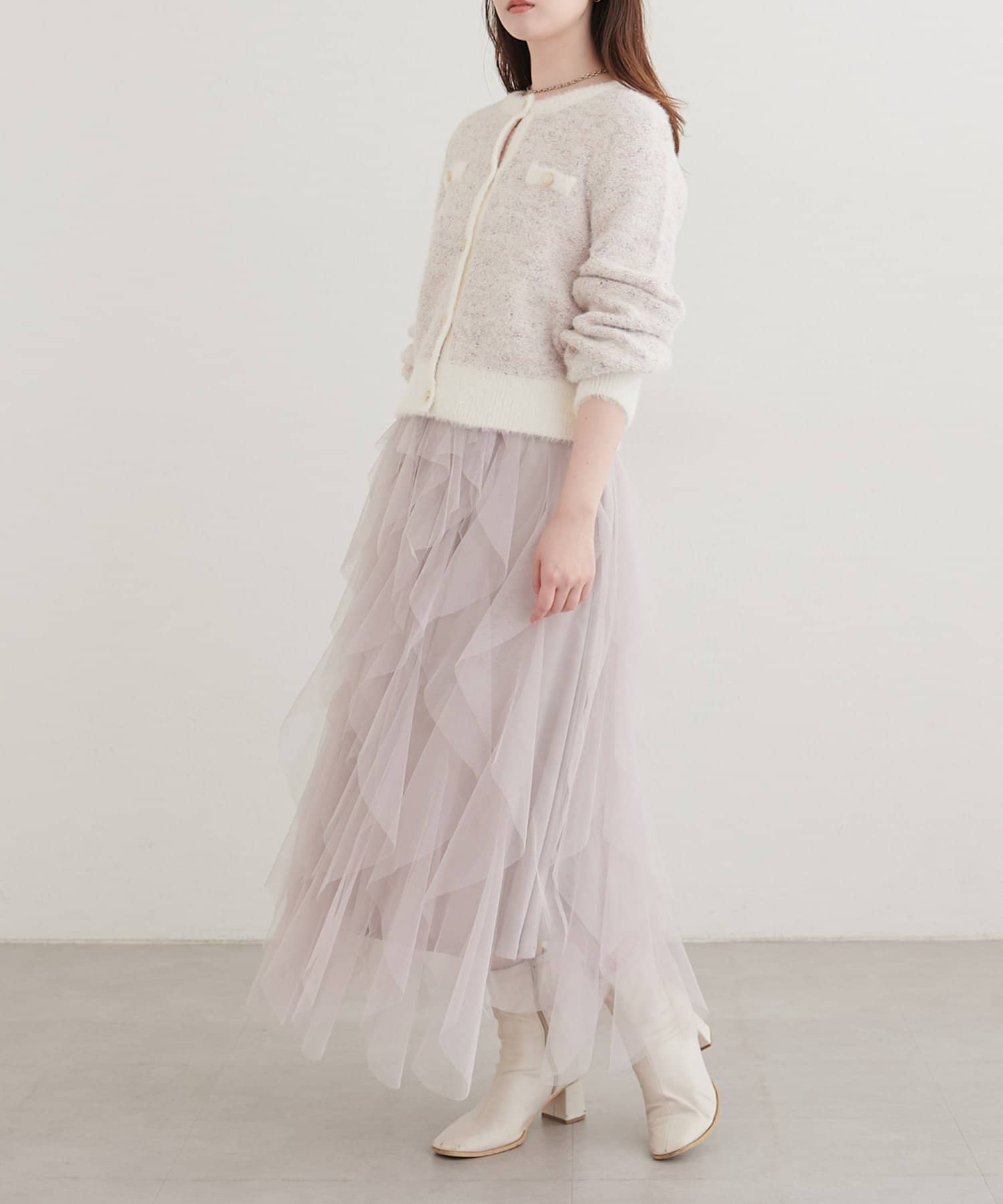 natural couture(ナチュラルクチュール) ラッフルフリルチュールスカート