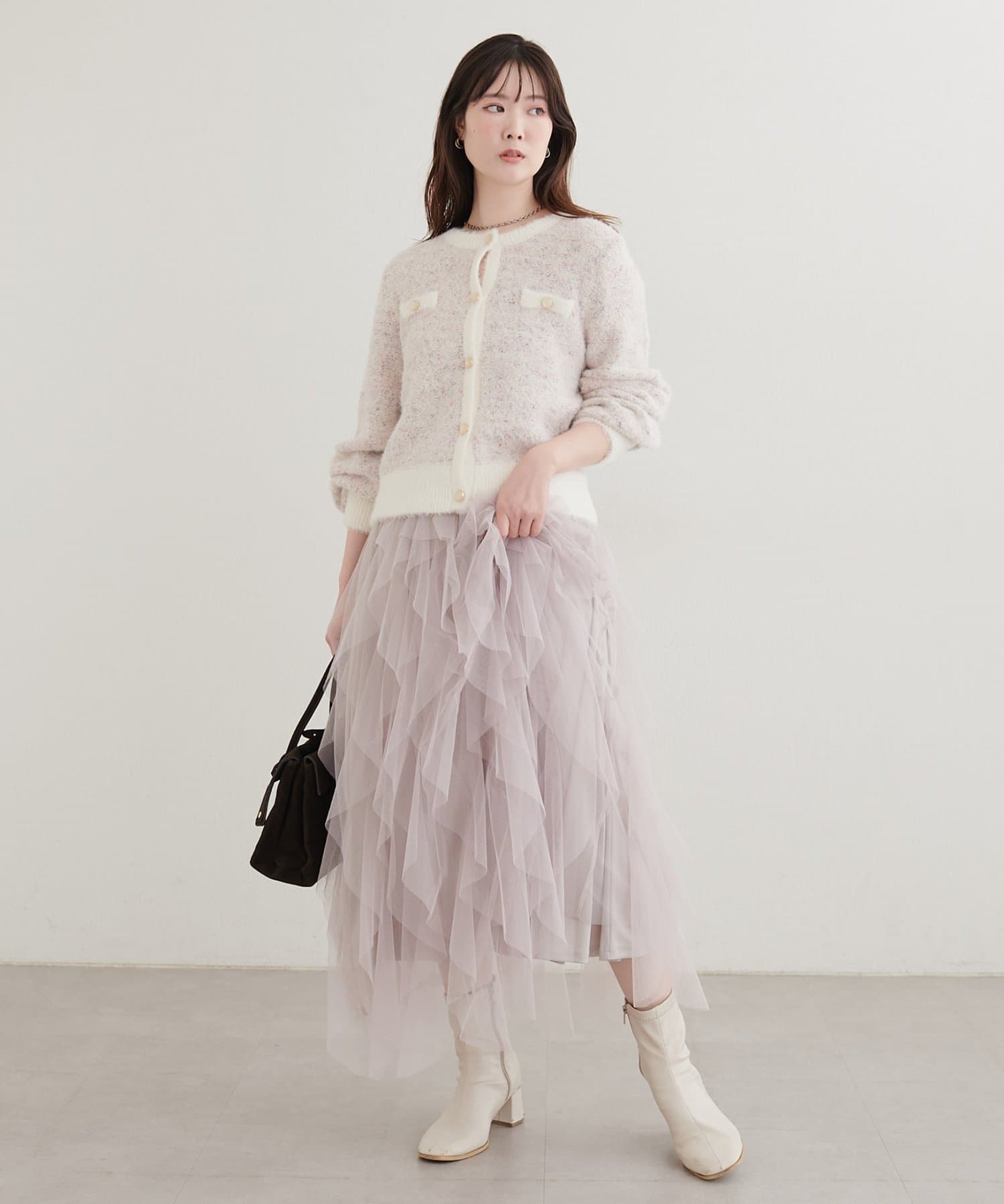 natural couture(ナチュラルクチュール) ラッフルフリルチュールスカート