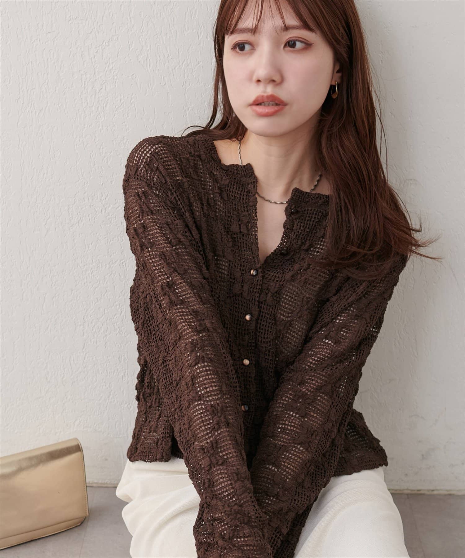 natural couture(ナチュラルクチュール) フラワーレースカットカーディガン