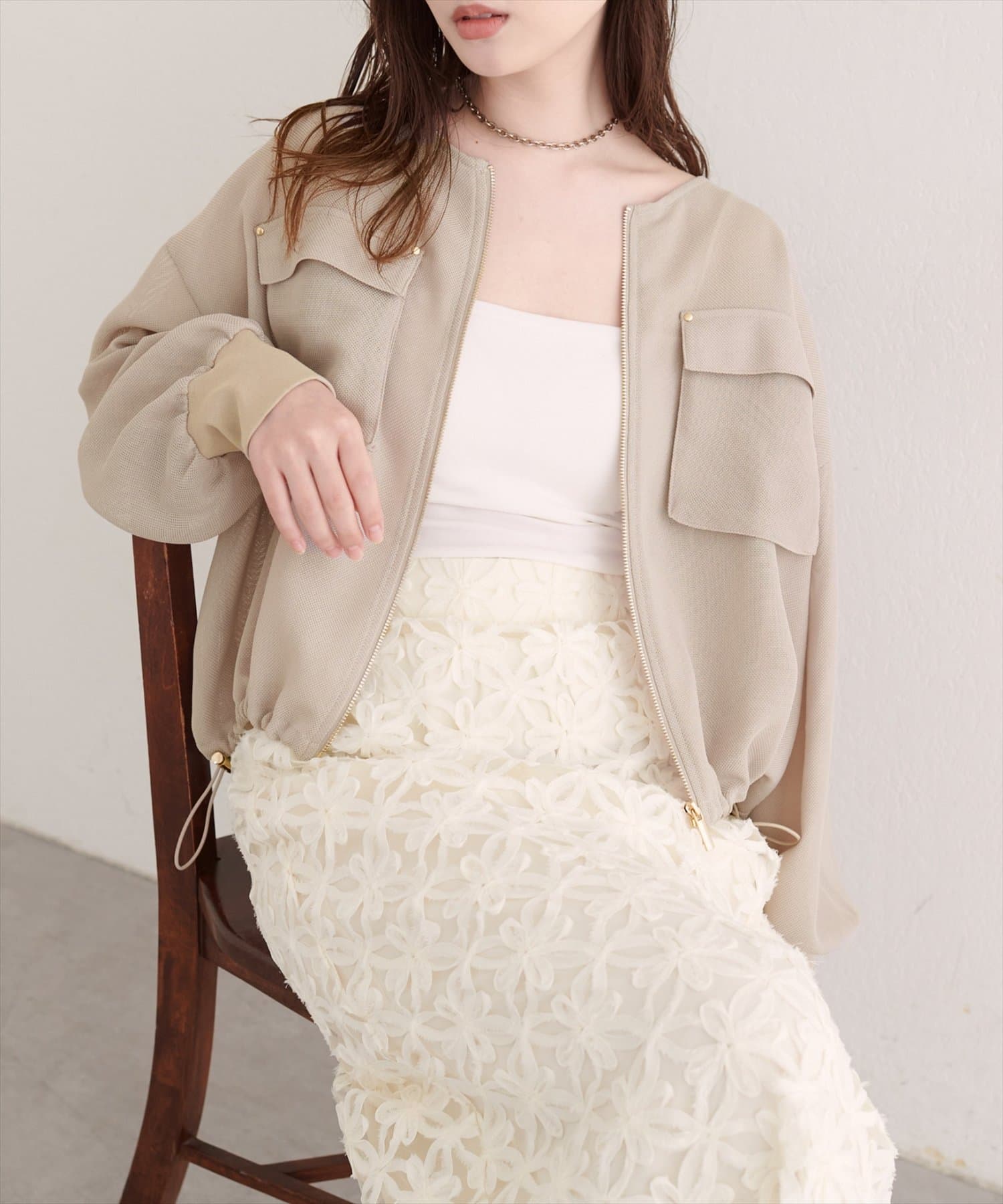 natural couture(ナチュラルクチュール) お上品メッシュブルゾン
