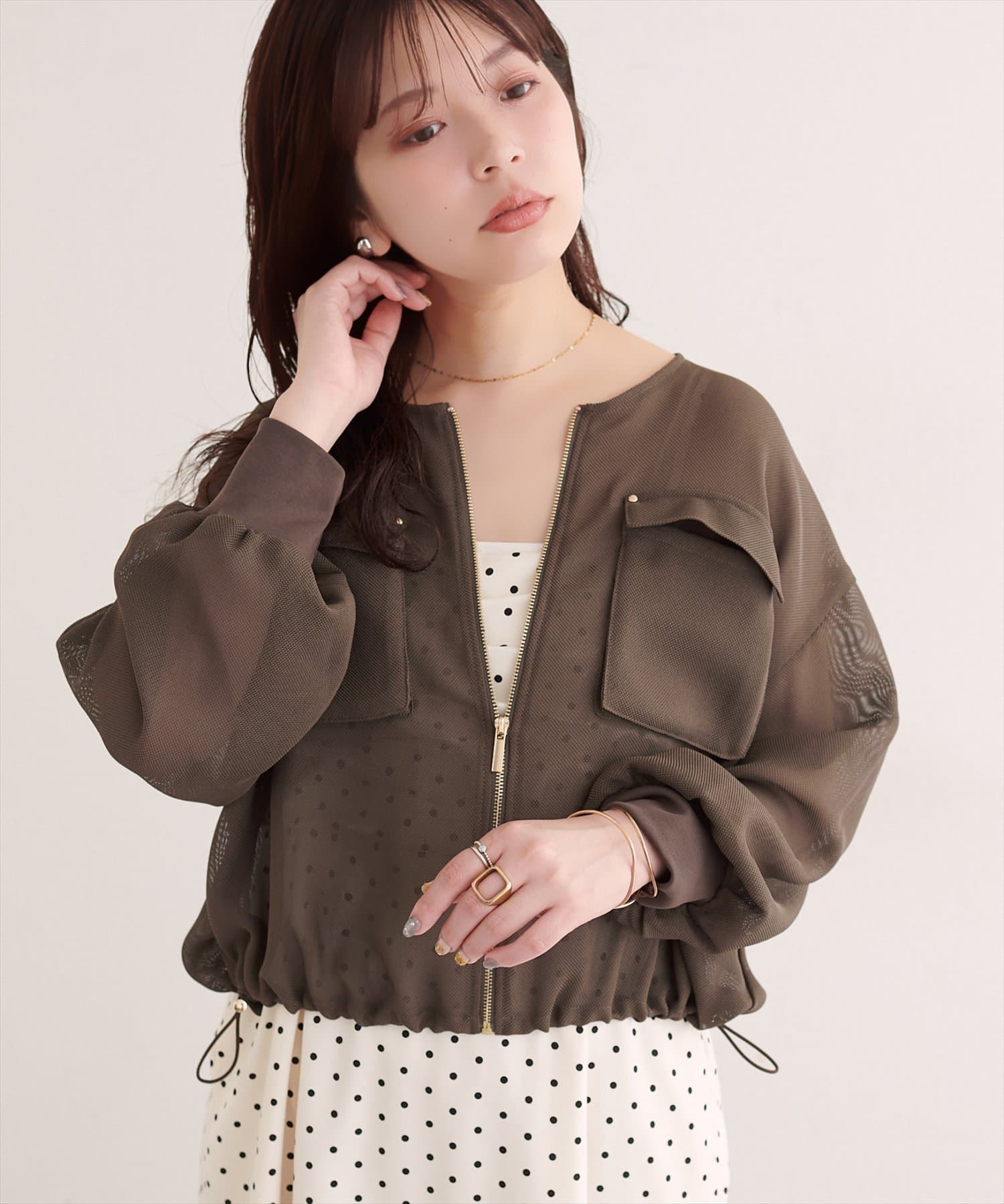 natural couture(ナチュラルクチュール) お上品メッシュブルゾン