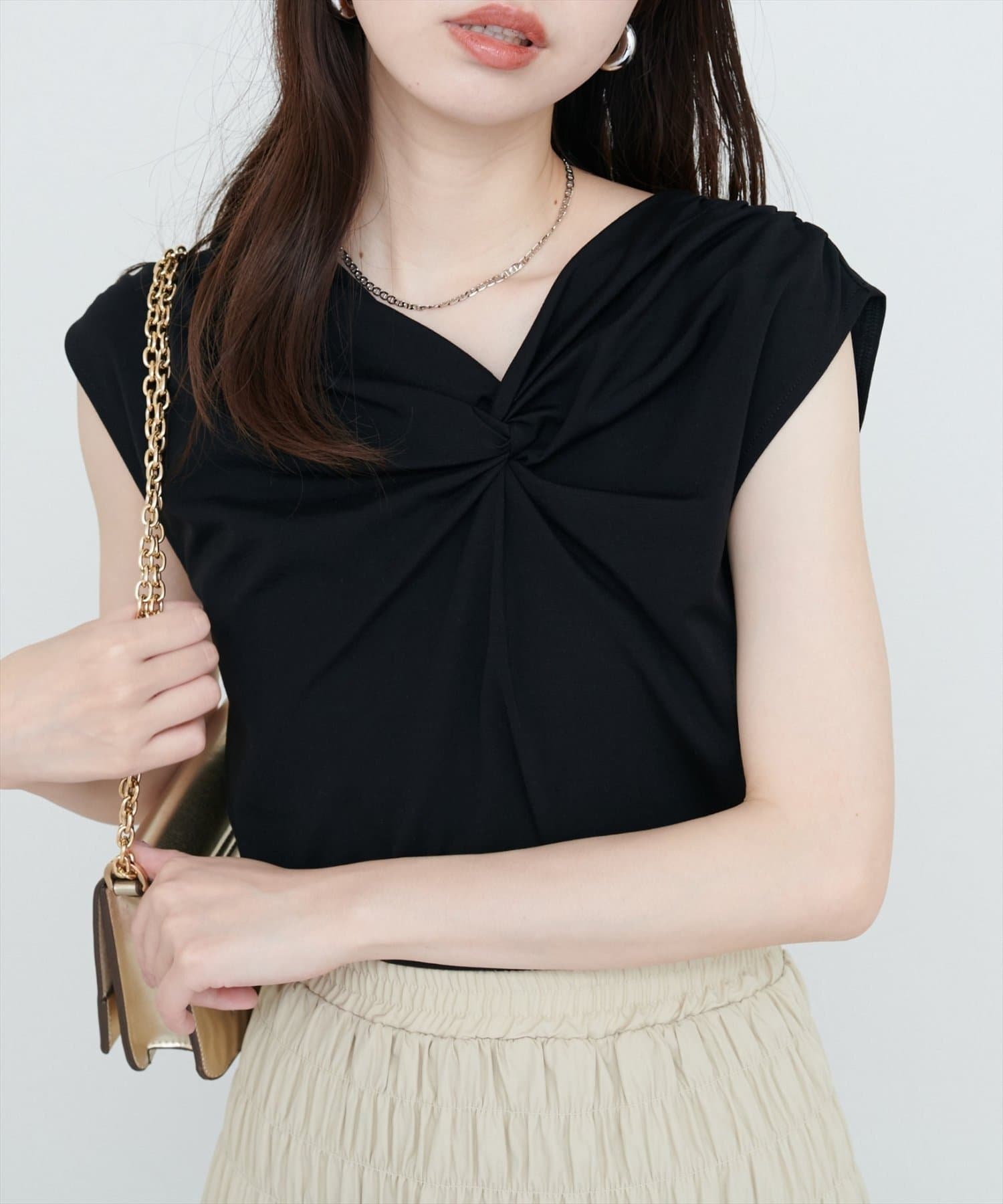 NICE CLAUP / OLIVE des OLIVE OUTLET(ナイスクラップ  / オリーブ デ オリーブ アウトレット) 【natural couture】接触冷感選べる袖丈ねじりＴシャツ