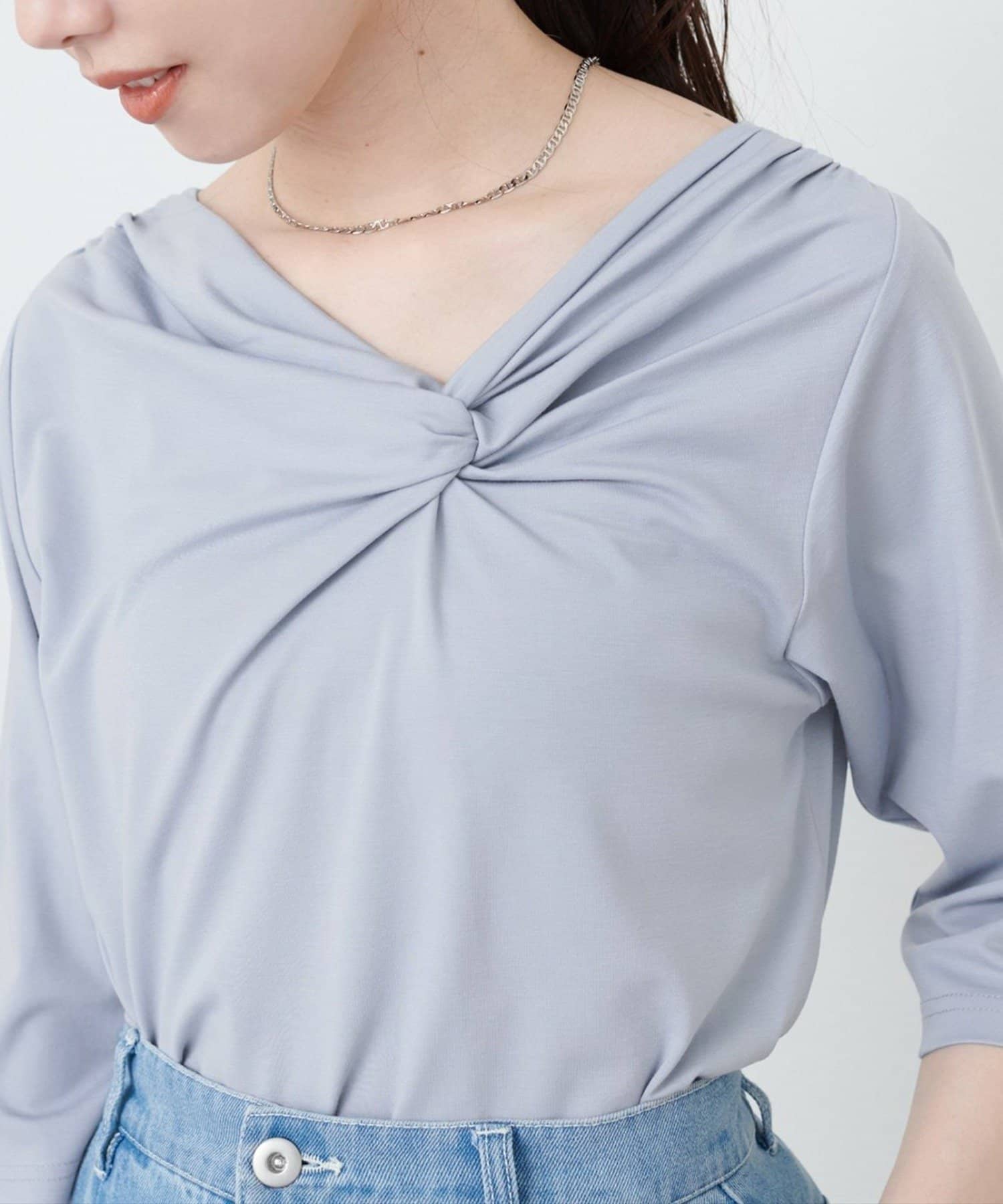 NICE CLAUP / OLIVE des OLIVE OUTLET(ナイスクラップ  / オリーブ デ オリーブ アウトレット) 【natural couture】接触冷感選べる袖丈ねじりＴシャツ