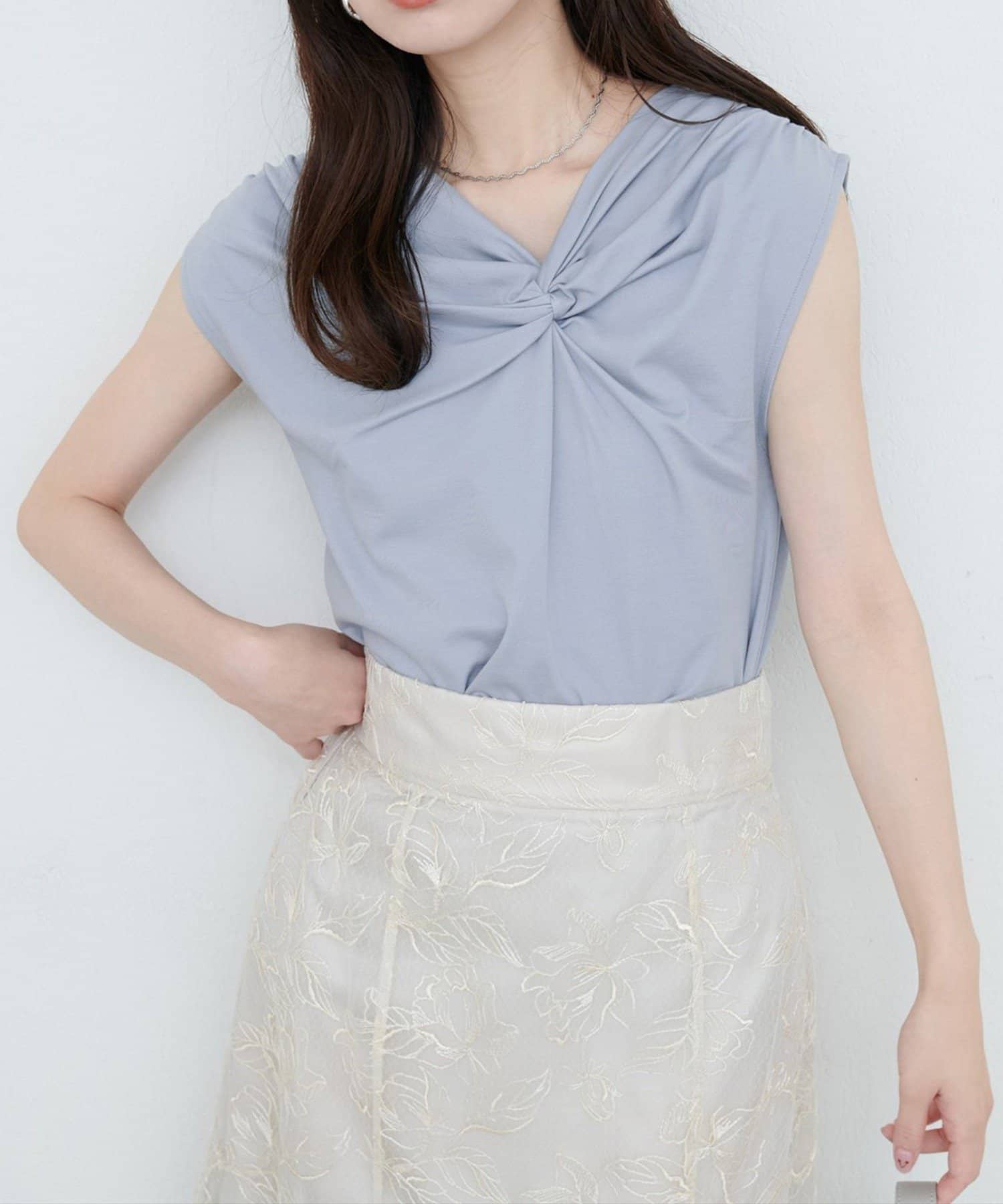 NICE CLAUP / OLIVE des OLIVE OUTLET(ナイスクラップ  / オリーブ デ オリーブ アウトレット) 【natural couture】接触冷感選べる袖丈ねじりＴシャツ