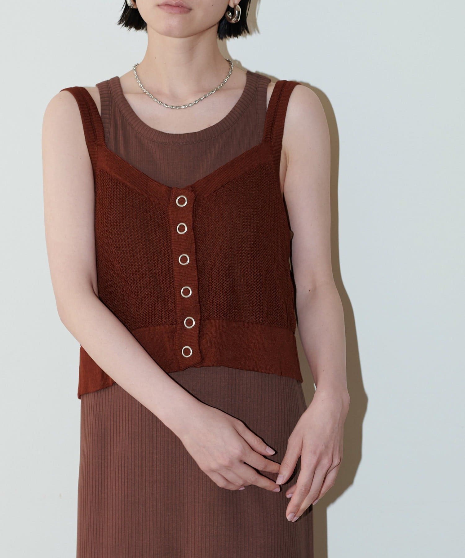 NICE CLAUP / OLIVE des OLIVE OUTLET(ナイスクラップ  / オリーブ デ オリーブ アウトレット) 【LARUTA】麻タッチキャミビスチェプルオーバー