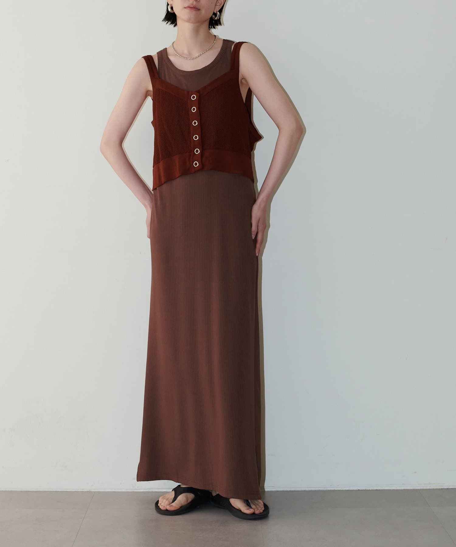 NICE CLAUP / OLIVE des OLIVE OUTLET(ナイスクラップ  / オリーブ デ オリーブ アウトレット) 【LARUTA】麻タッチキャミビスチェプルオーバー