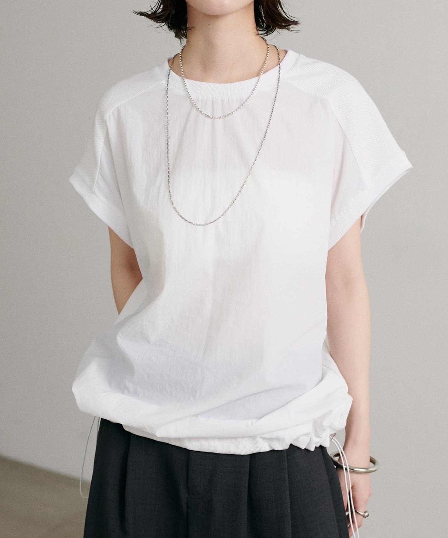 NICE CLAUP / OLIVE des OLIVE OUTLET(ナイスクラップ  / オリーブ デ オリーブ アウトレット) 【LARUTA】ワッフル×ナイロンショルダートップス