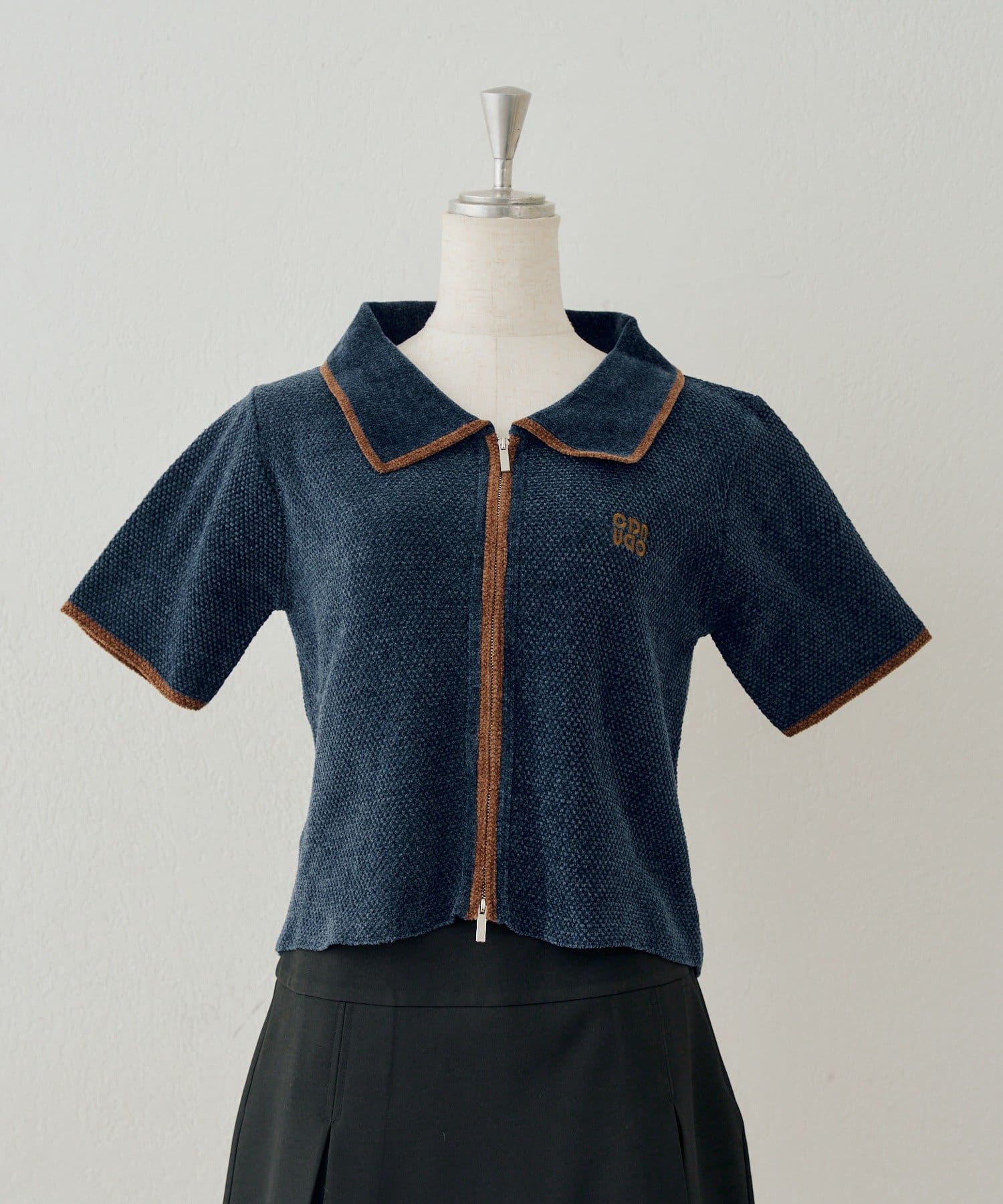 NICE CLAUP / OLIVE des OLIVE OUTLET(ナイスクラップ  / オリーブ デ オリーブ アウトレット) 【continuer】 ベロアモールWジップ襟ニット