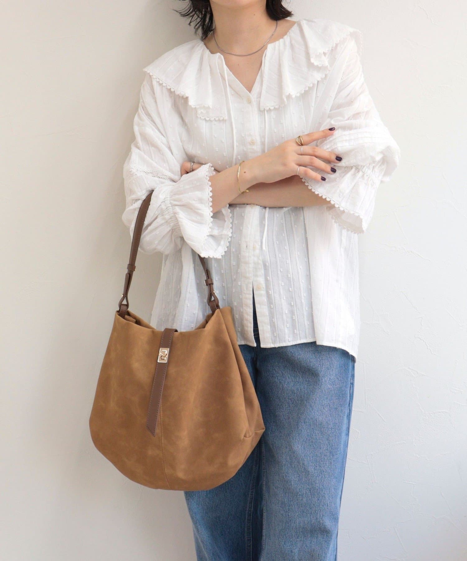 FREDY & GLOSTER(フレディ アンド グロスター) バイカラーヌバック風ワンハンドルバッグ