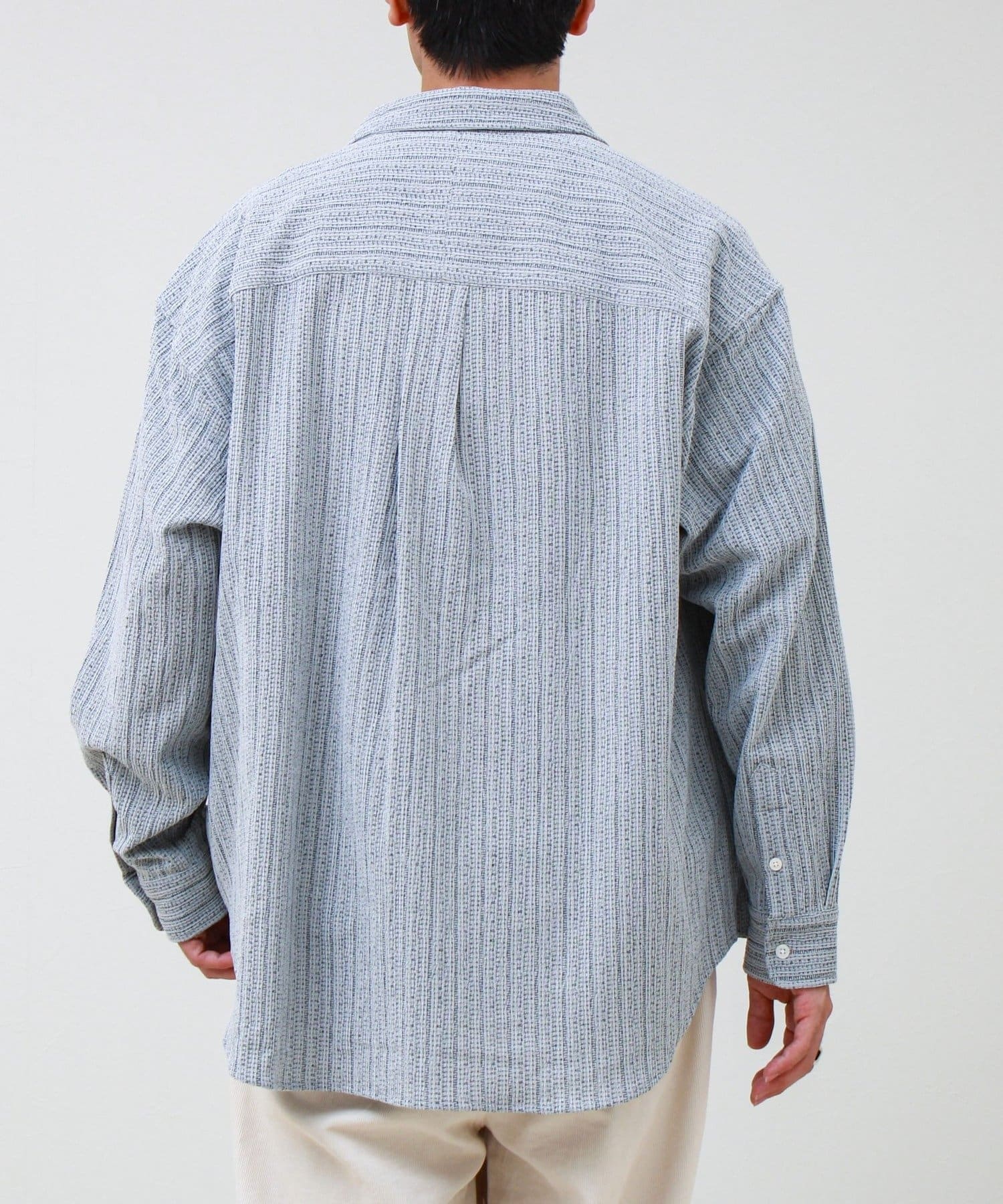 Stripe crepe ストライプ楊柳 ロングスリーブオーバーサイズシャツ