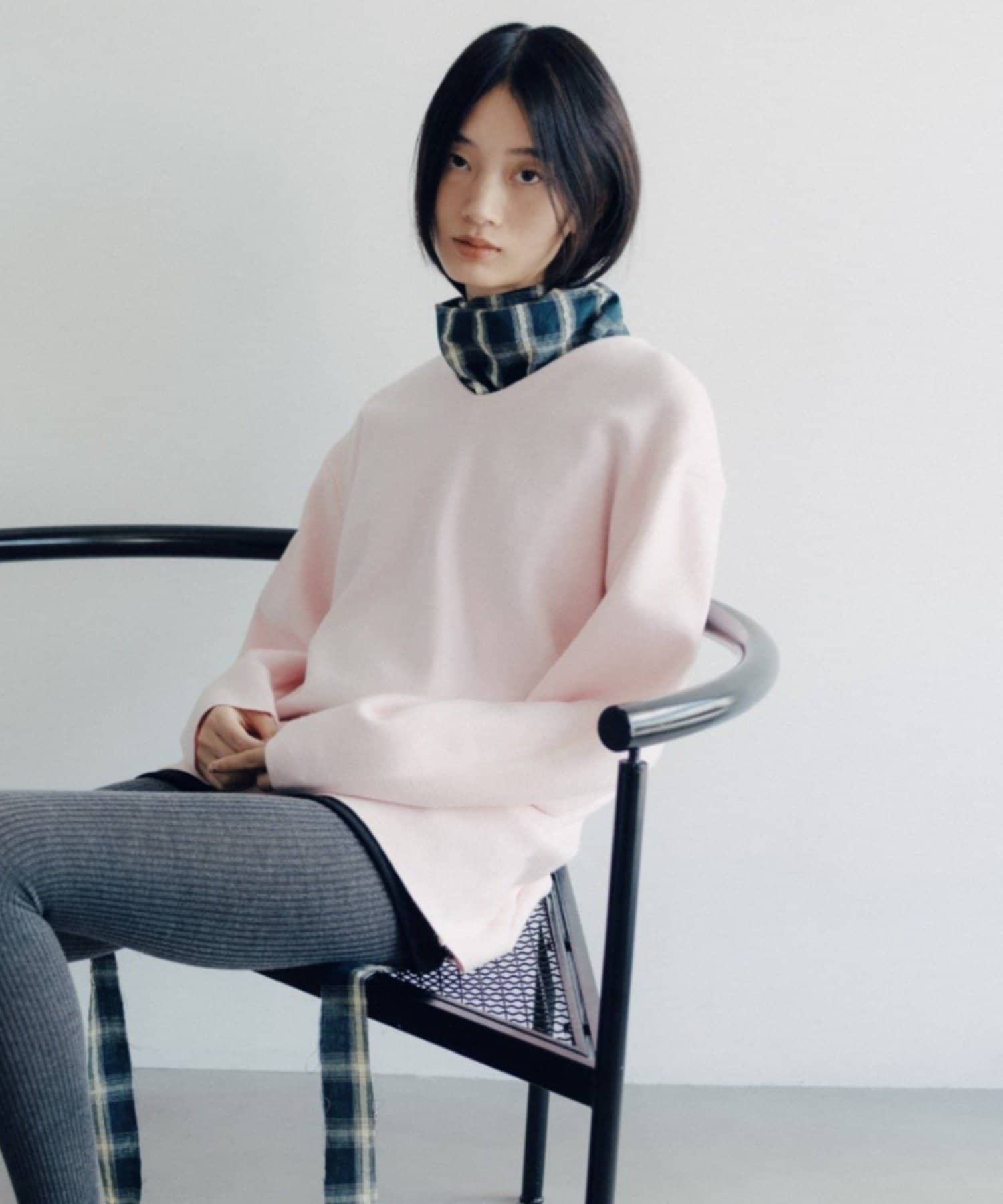 Pasterip(パセリ) Set up power shoulder knit