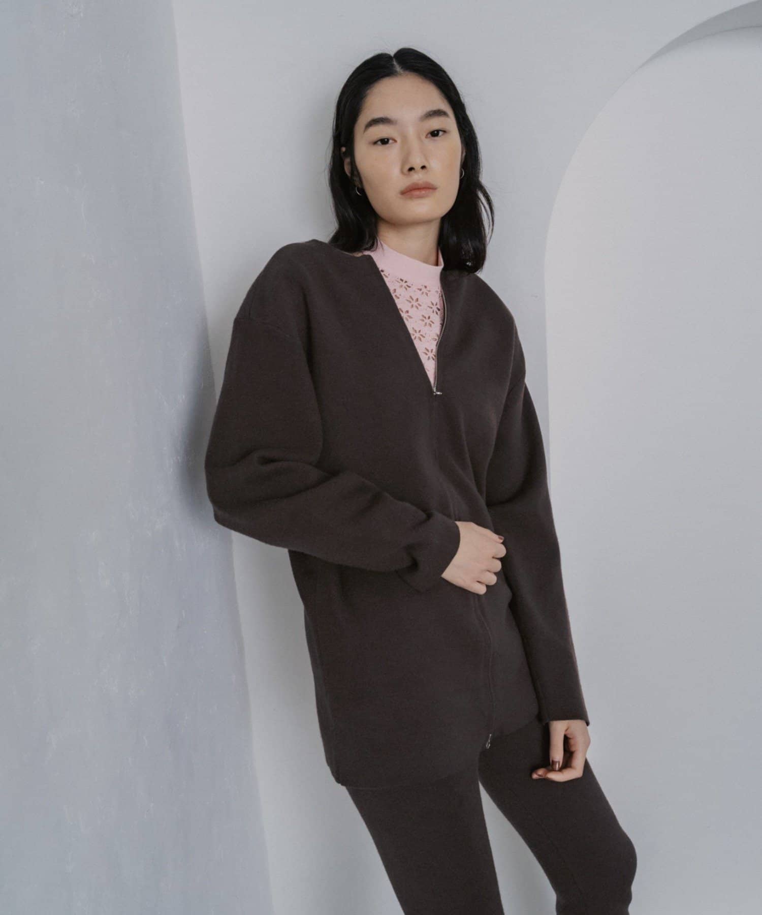 Pasterip(パセリ) Set up power shoulder knit