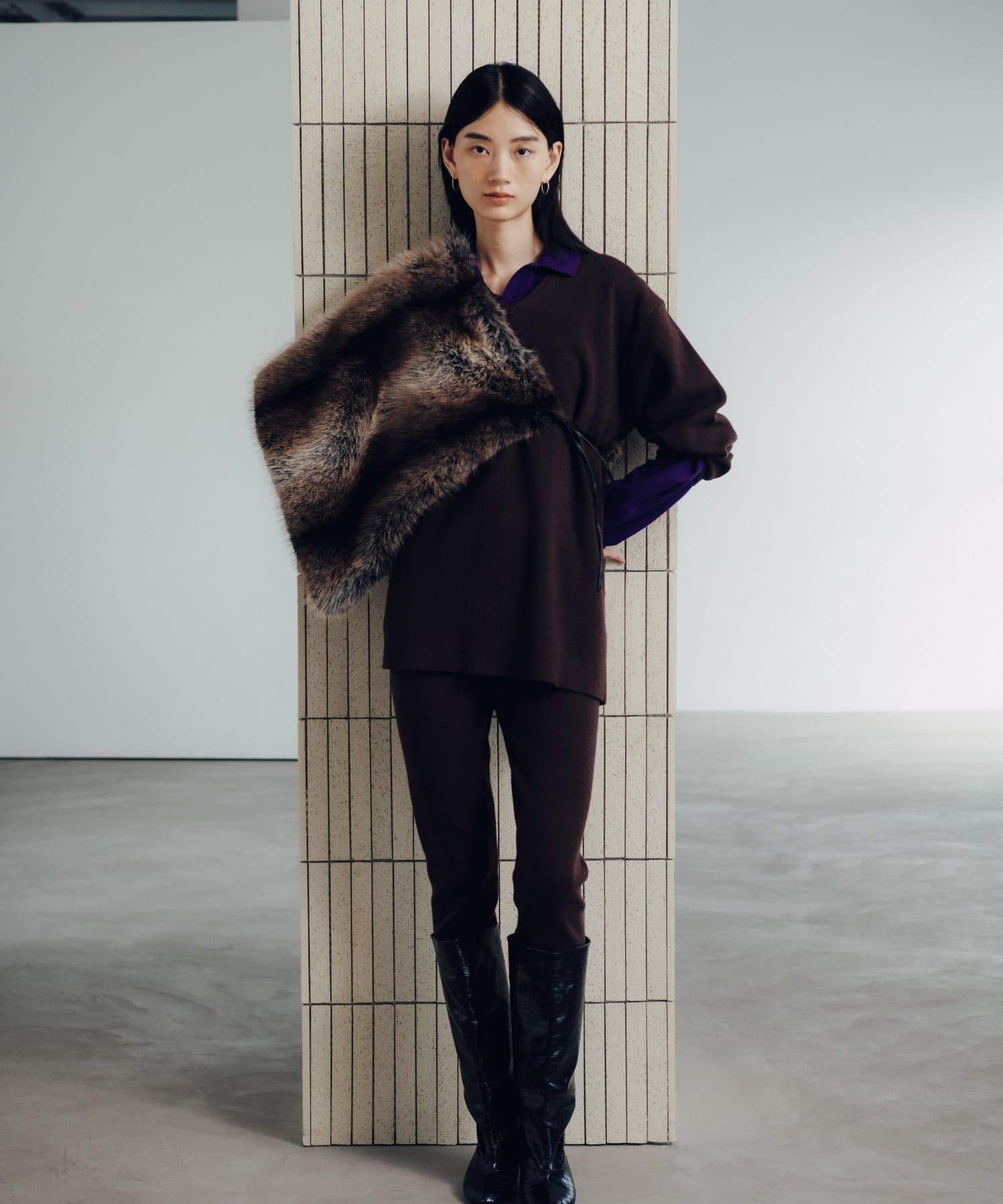 Pasterip(パセリ) Set up power shoulder knit