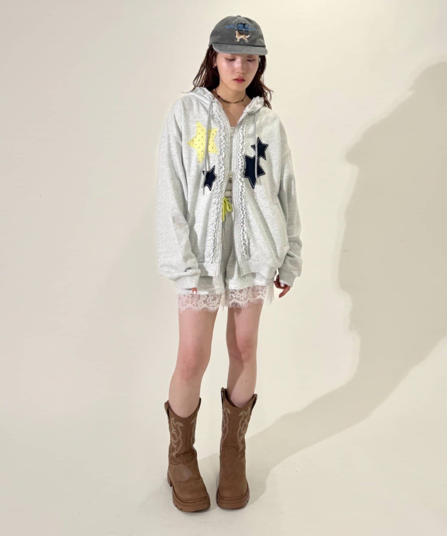 w closet(ダブルクローゼット) レースショートスウェットパンツ