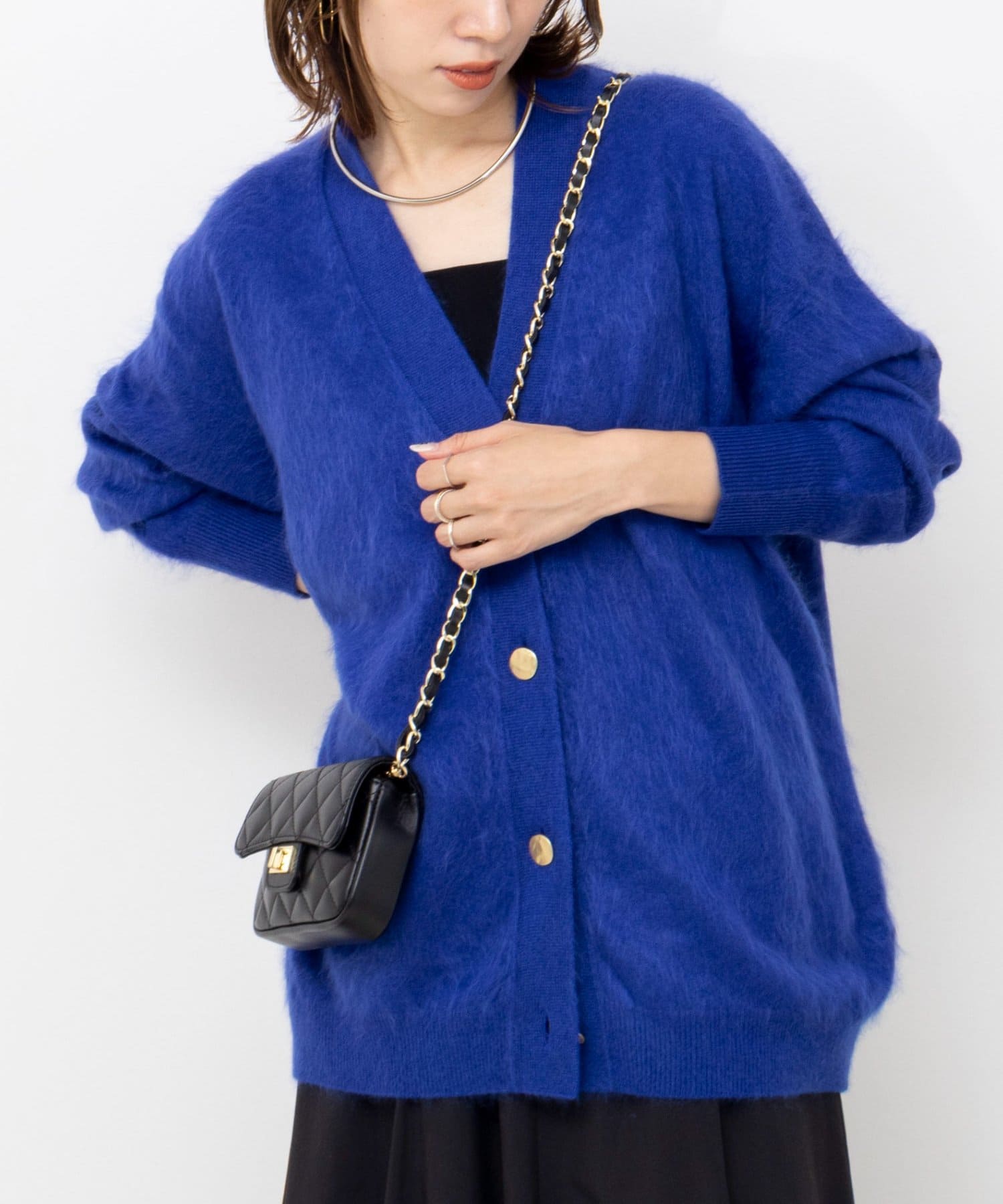 NOLLEY'S(ノーリーズ) カシミヤファー加工Vネックカーディガン