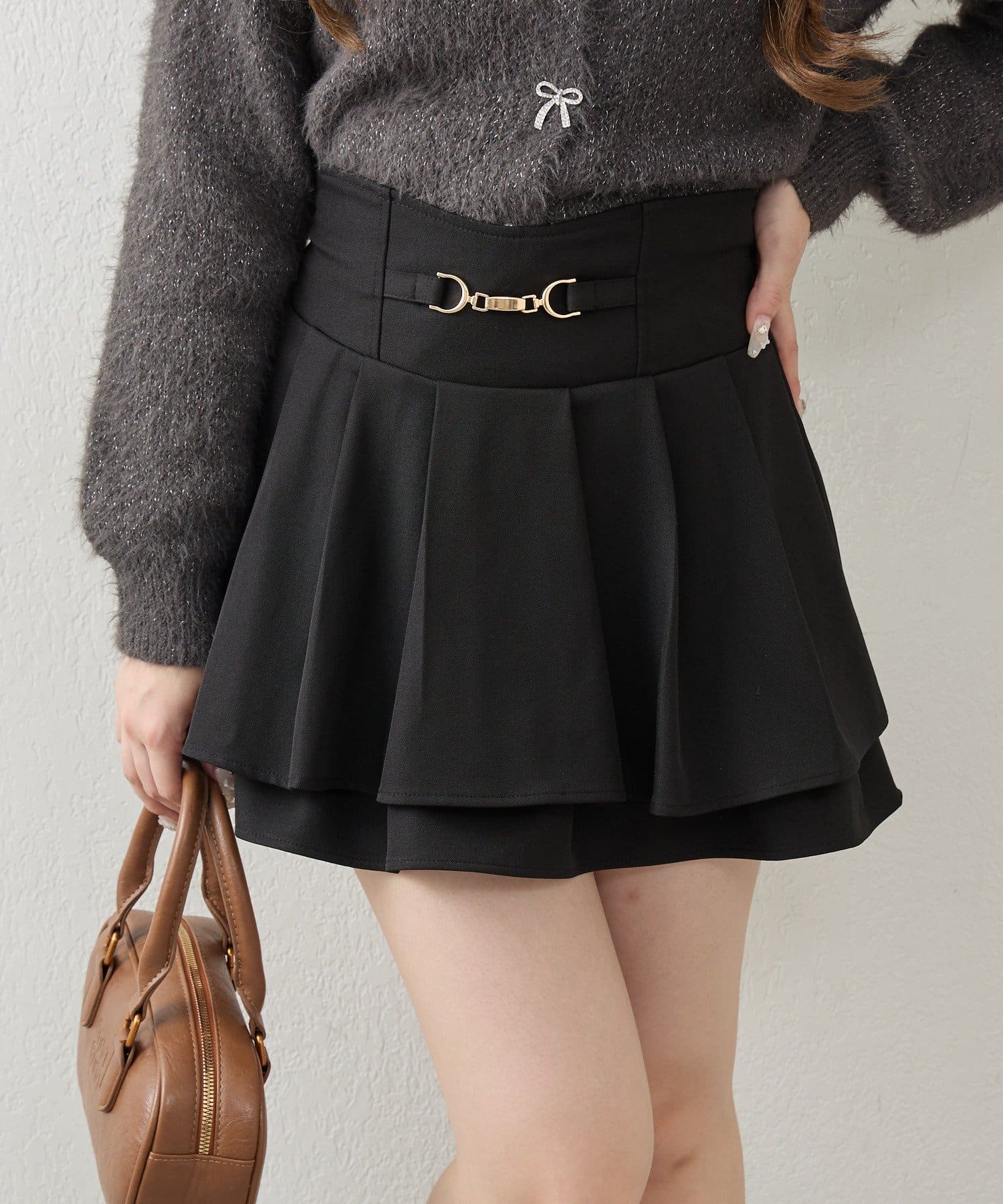 NICE CLAUP / OLIVE des OLIVE OUTLET(ナイスクラップ  / オリーブ デ オリーブ アウトレット) 【continuer】ハイウエストビット付ミニスカート