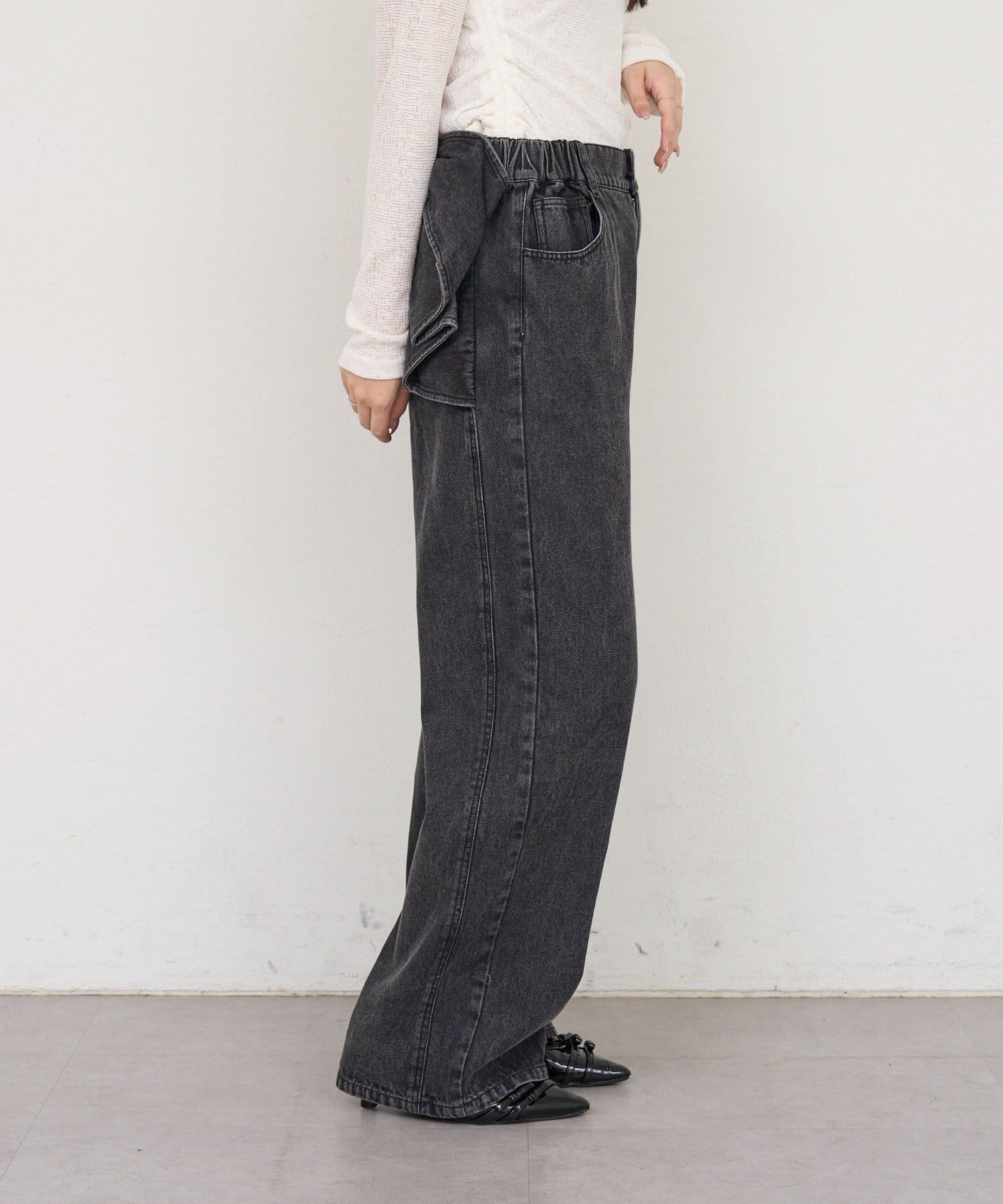 NICE CLAUP / OLIVE des OLIVE OUTLET(ナイスクラップ  / オリーブ デ オリーブ アウトレット) 【continuer】バックリボンストレートパンツ