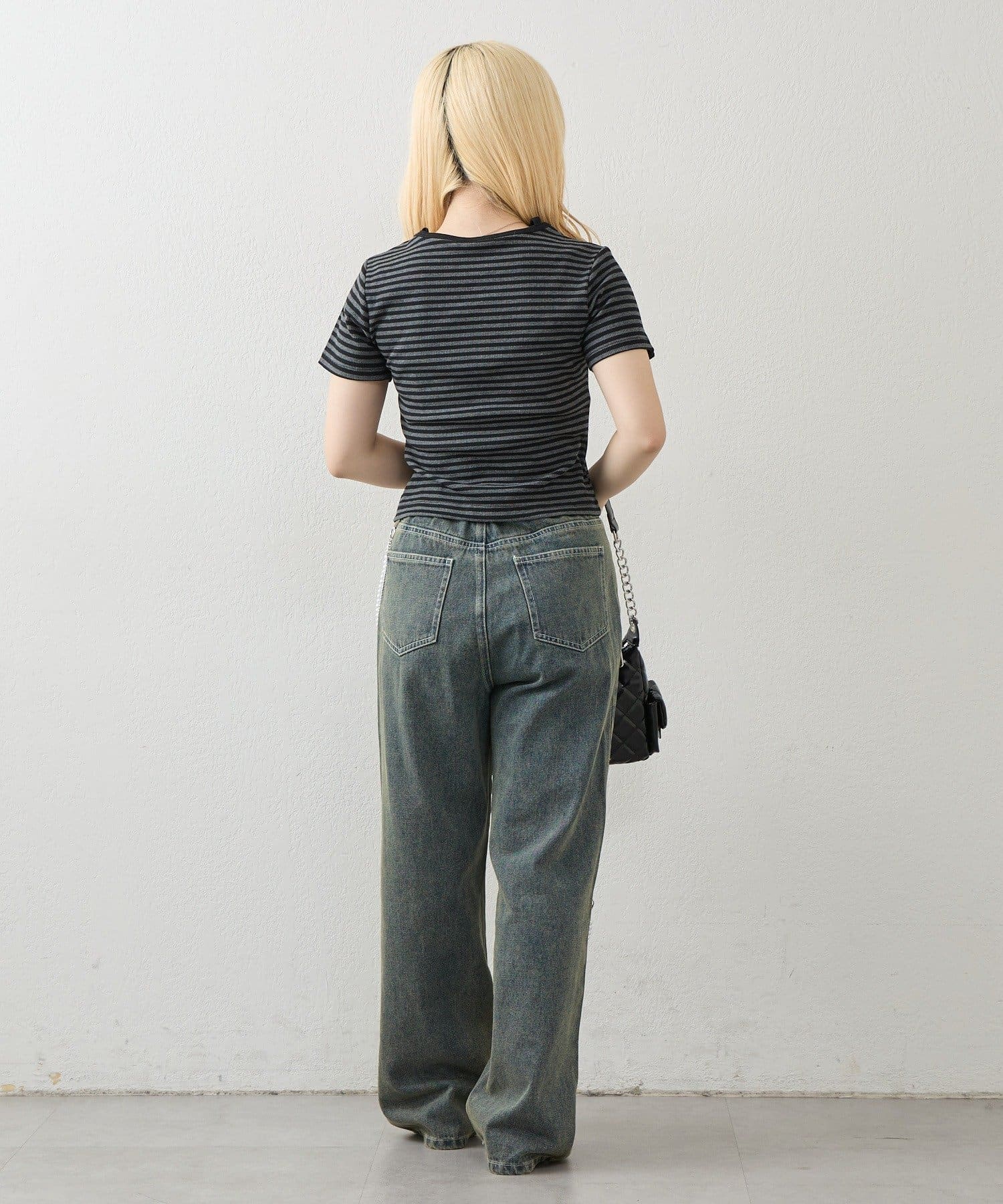 NICE CLAUP / OLIVE des OLIVE OUTLET(ナイスクラップ  / オリーブ デ オリーブ アウトレット) 【continuer】【サイズ展開あり】リボンビジューチャーム付きワイドパンツ