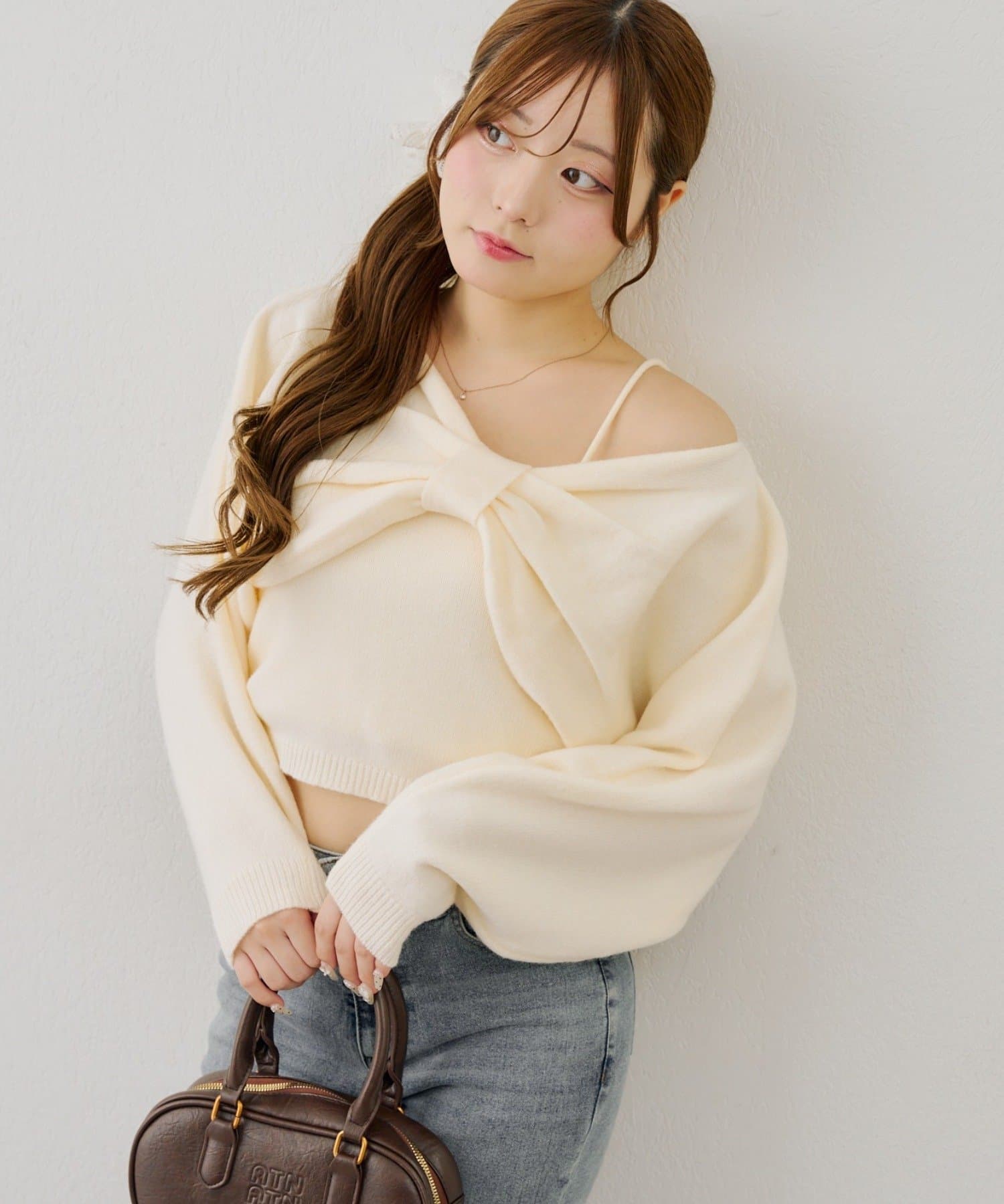 NICE CLAUP / OLIVE des OLIVE OUTLET(ナイスクラップ  / オリーブ デ オリーブ アウトレット) 【continuer】ビスチェセットリボンボレロニット