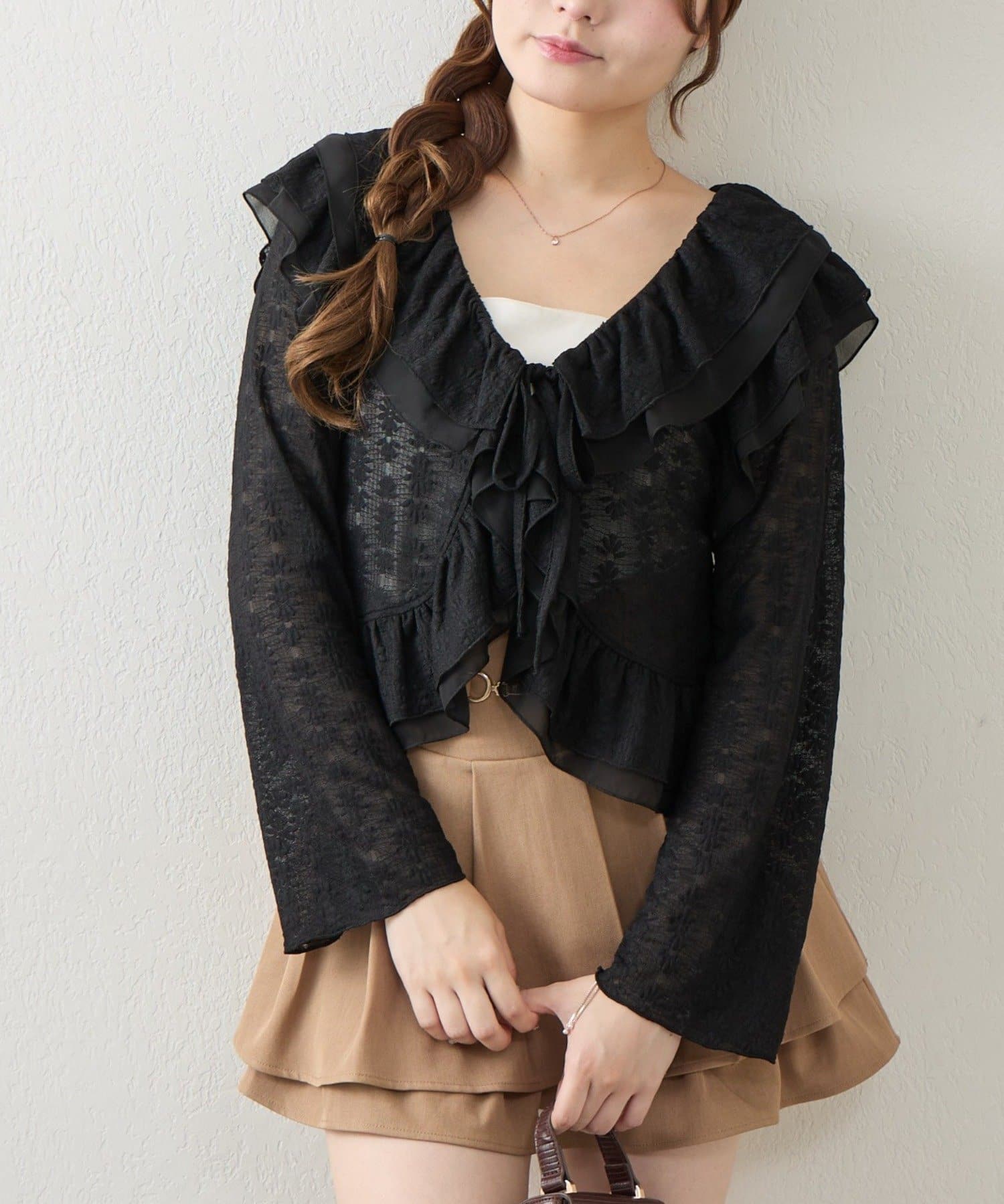 NICE CLAUP / OLIVE des OLIVE OUTLET(ナイスクラップ  / オリーブ デ オリーブ アウトレット) 【continuer】ラッフルカーデ