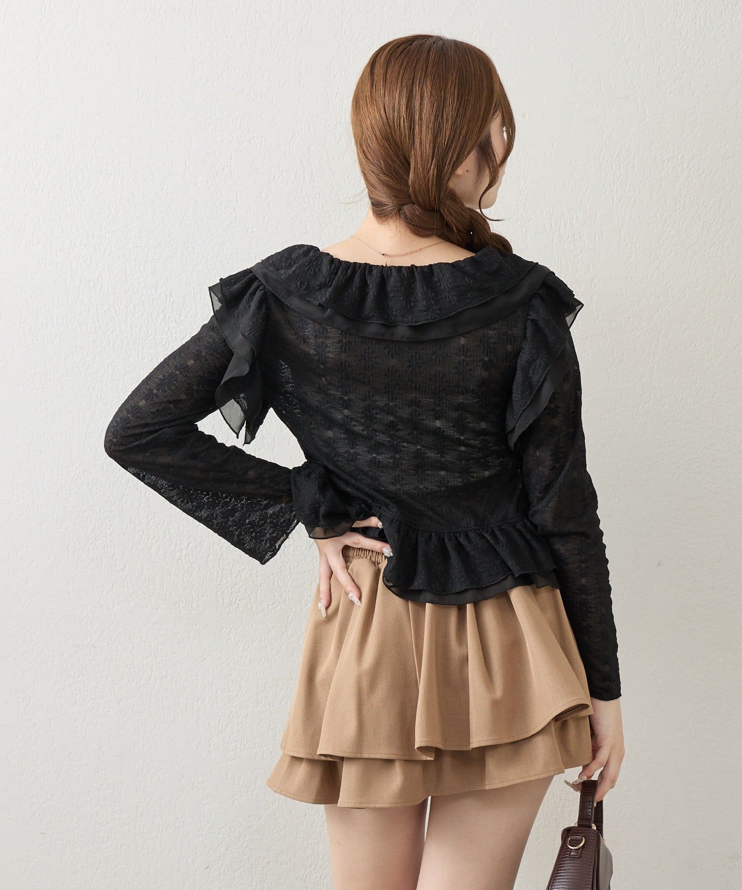 NICE CLAUP / OLIVE des OLIVE OUTLET(ナイスクラップ  / オリーブ デ オリーブ アウトレット) 【continuer】ラッフルカーデ