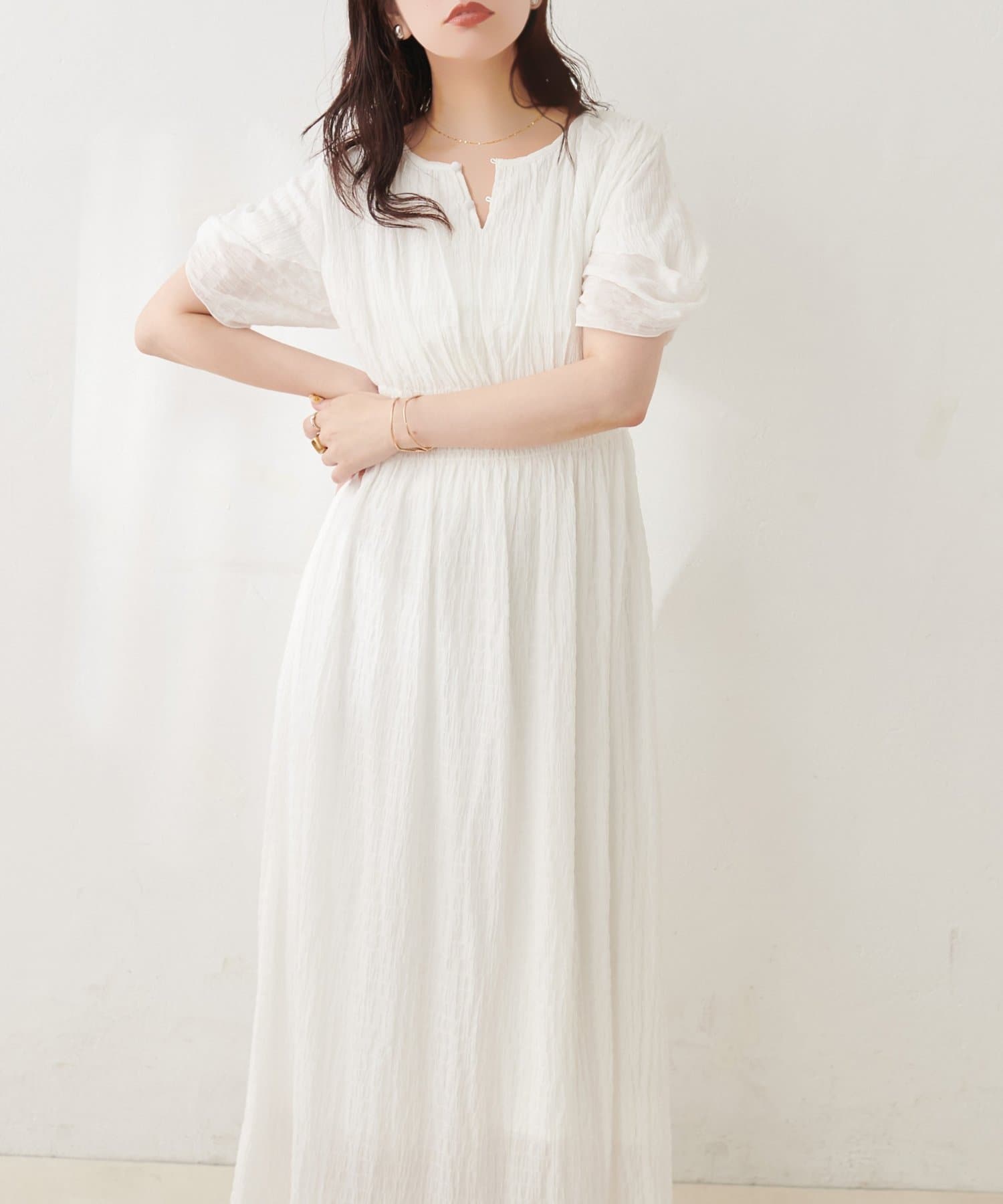 natural couture(ナチュラルクチュール) 〈osono〉袖ねじりウエストシャーリングワンピース
