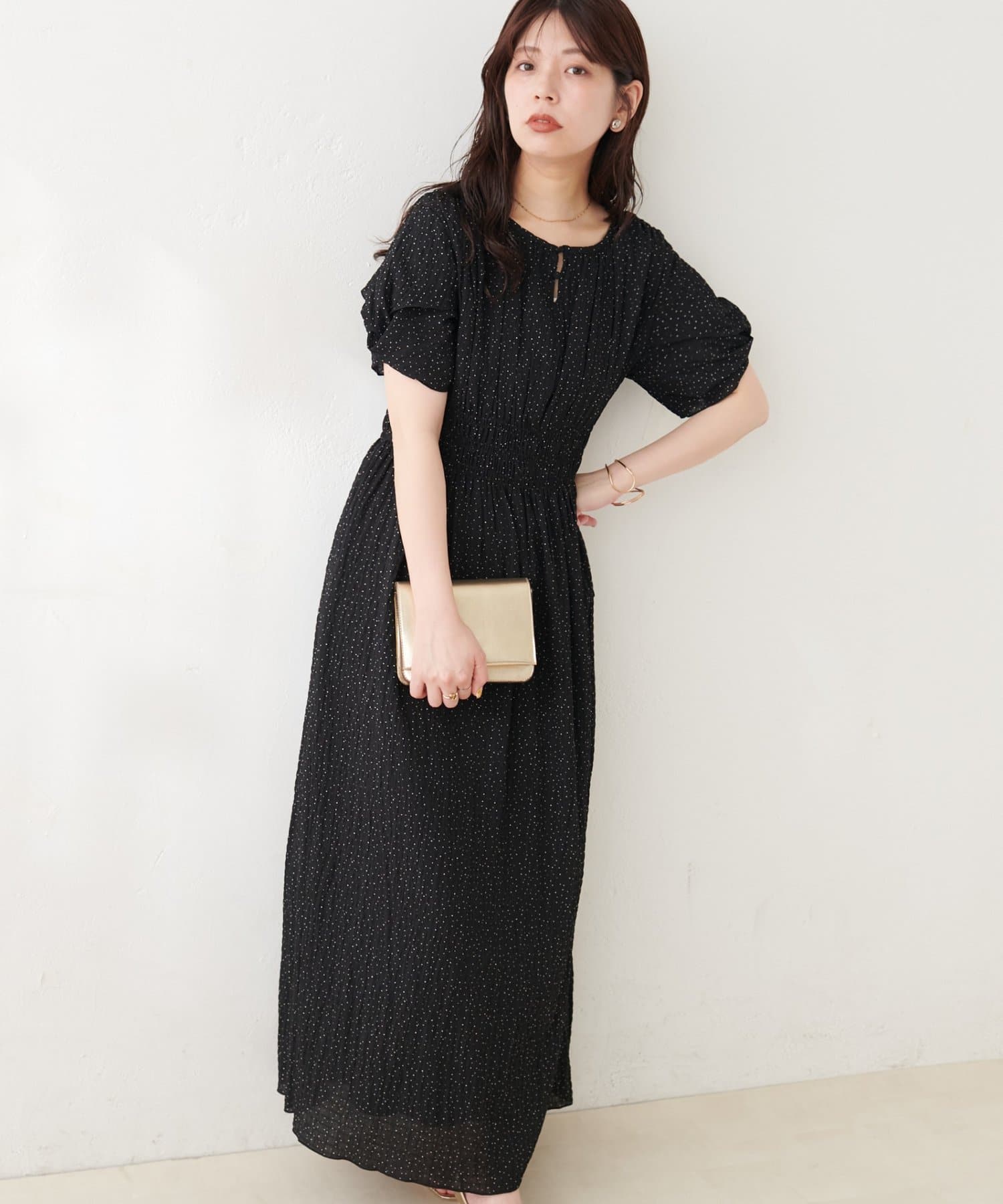 natural couture(ナチュラルクチュール) 〈osono〉袖ねじりウエストシャーリングワンピース