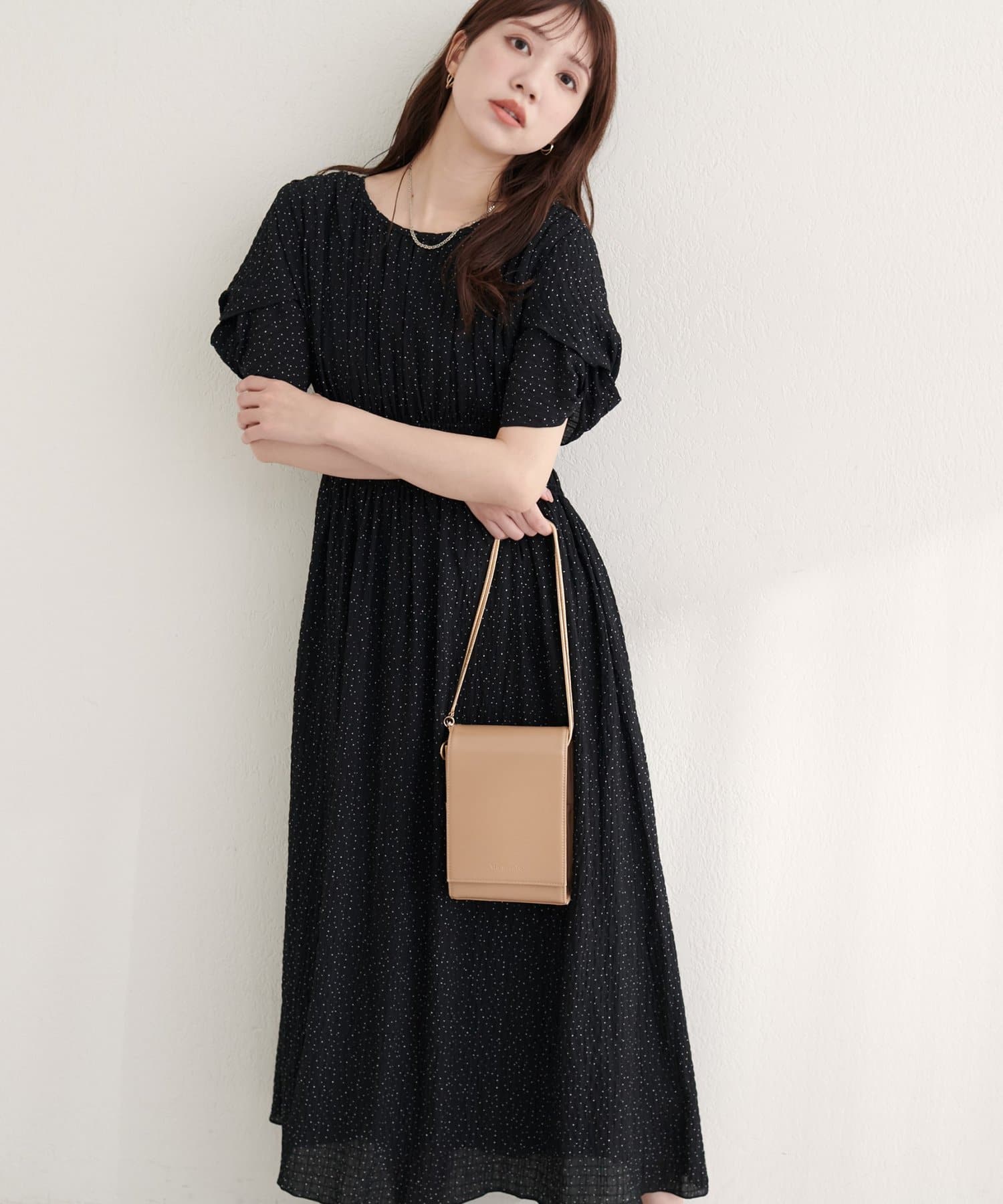 natural couture(ナチュラルクチュール) 〈osono〉袖ねじりウエストシャーリングワンピース