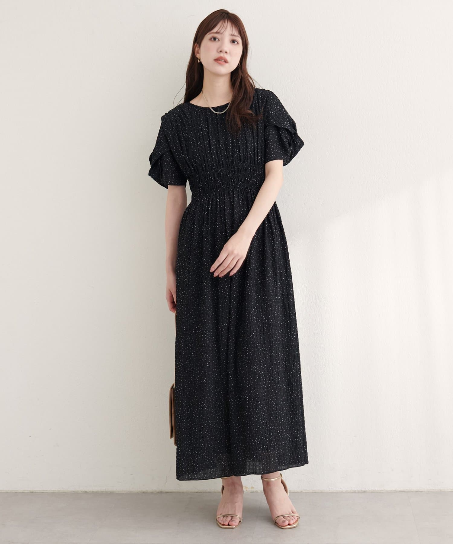 natural couture(ナチュラルクチュール) 〈osono〉袖ねじりウエストシャーリングワンピース