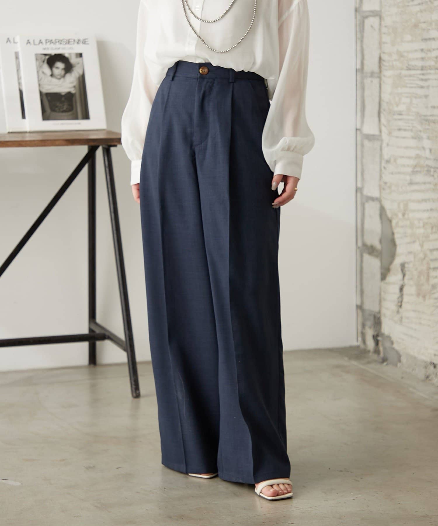 NICE CLAUP / OLIVE des OLIVE OUTLET(ナイスクラップ  / オリーブ デ オリーブ アウトレット) 【continuer】麻風ワイドパンツ